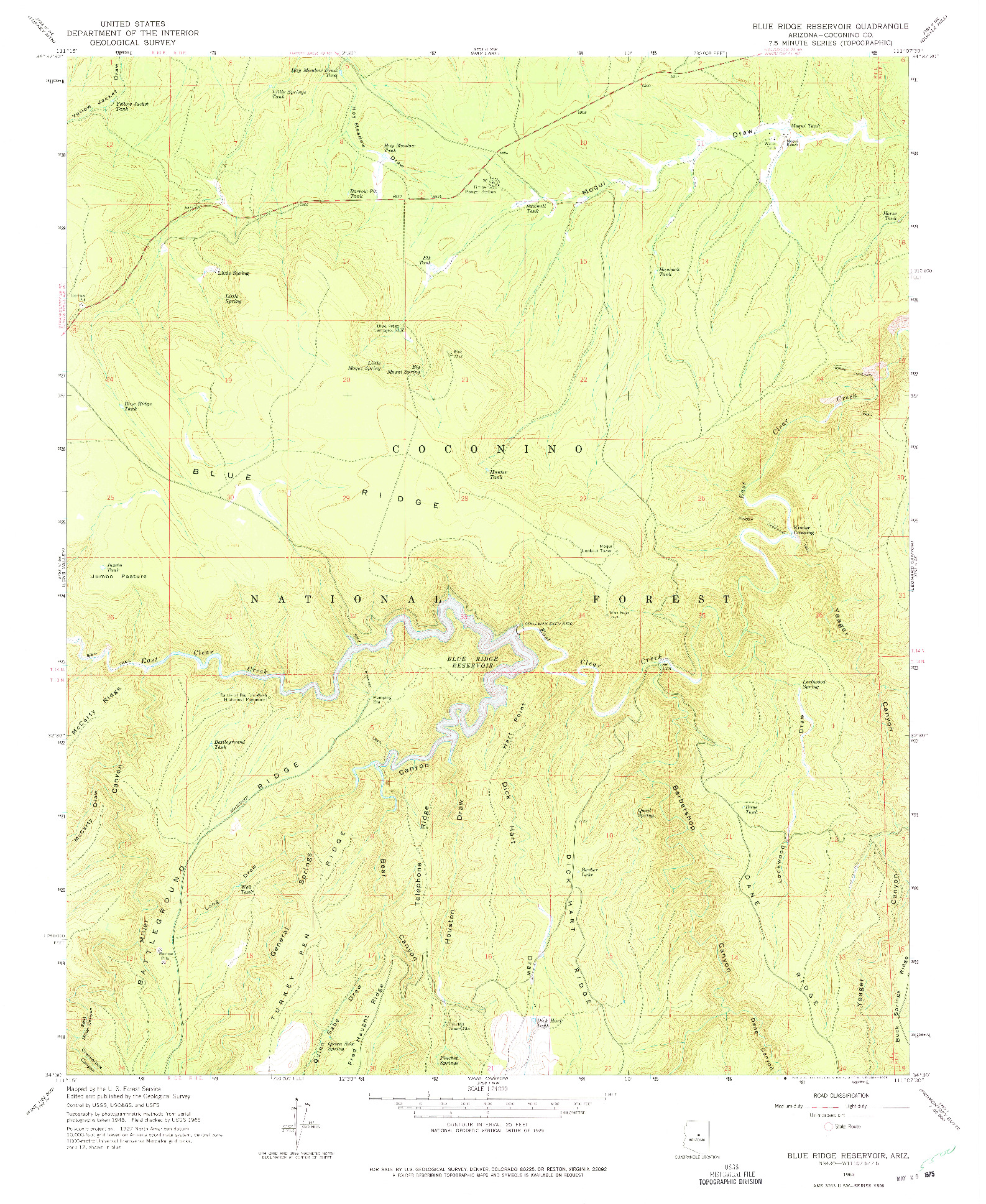 USGS 1:24000-SCALE QUADRANGLE FOR BLUE RIDGE RESERVOIR, AZ 1965