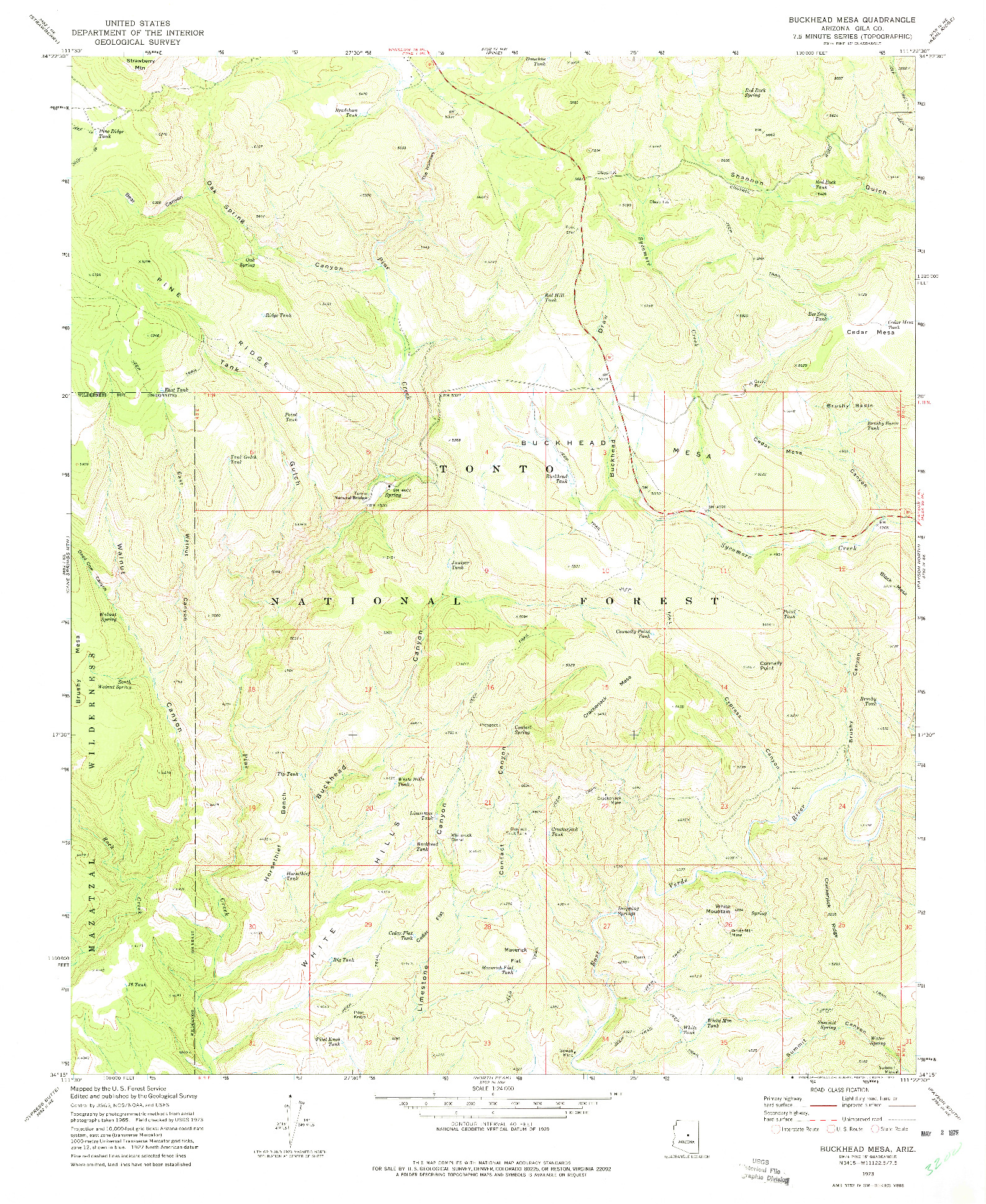 USGS 1:24000-SCALE QUADRANGLE FOR BUCKHEAD MESA, AZ 1973