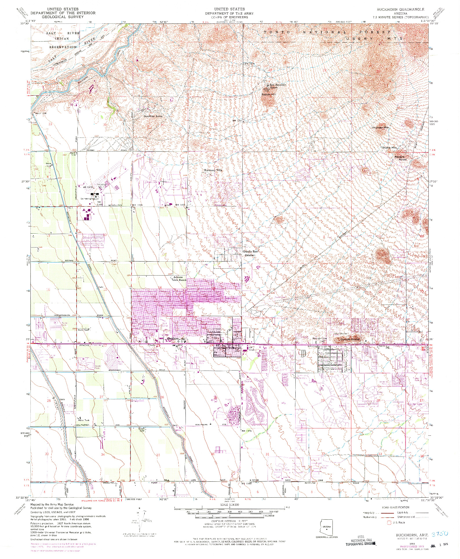 USGS 1:24000-SCALE QUADRANGLE FOR BUCKHORN, AZ 1956