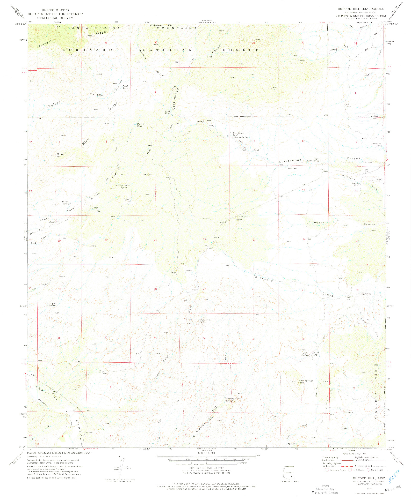 USGS 1:24000-SCALE QUADRANGLE FOR BUFORD HILL, AZ 1972