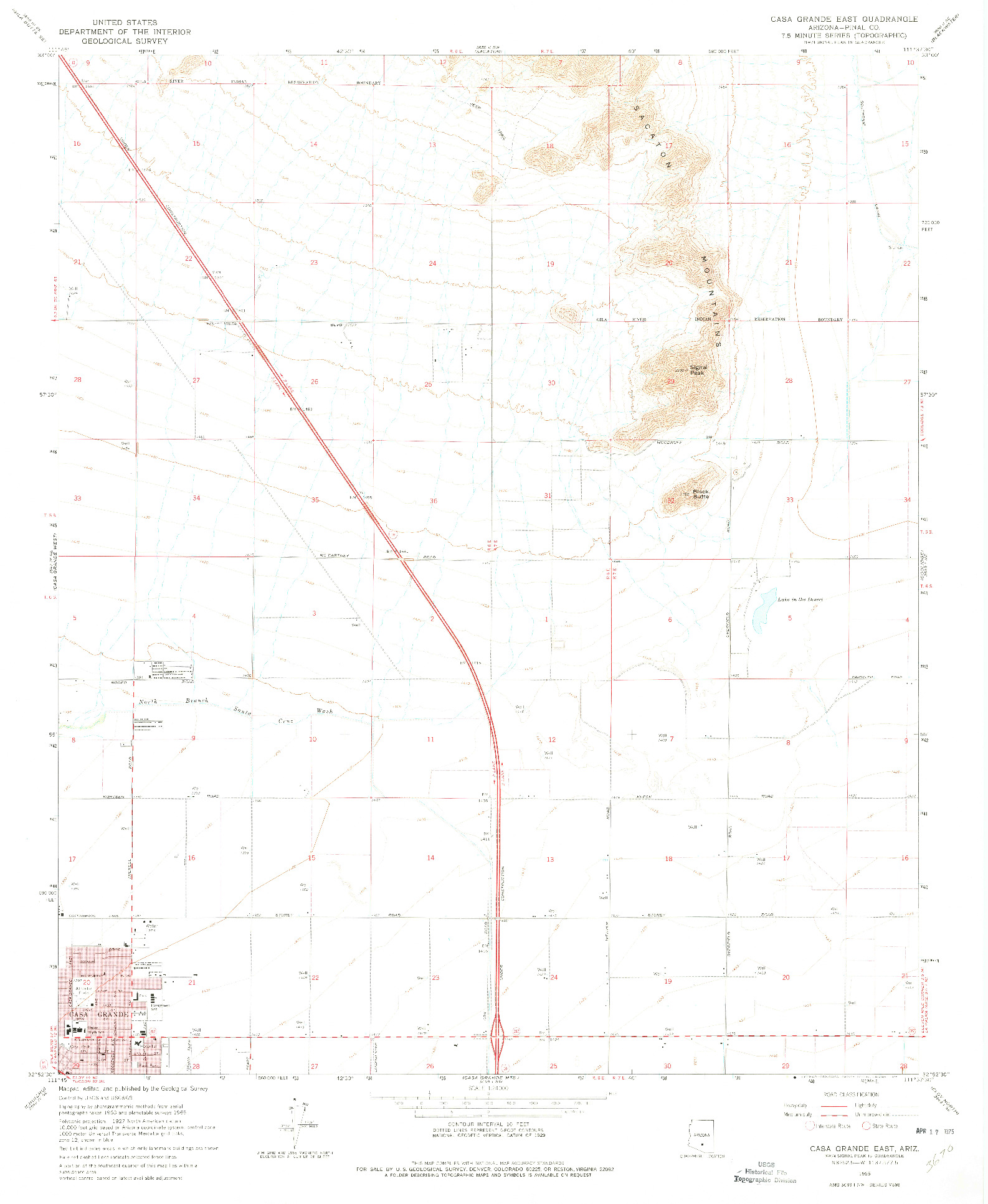 USGS 1:24000-SCALE QUADRANGLE FOR CASA GRANDE EAST, AZ 1965