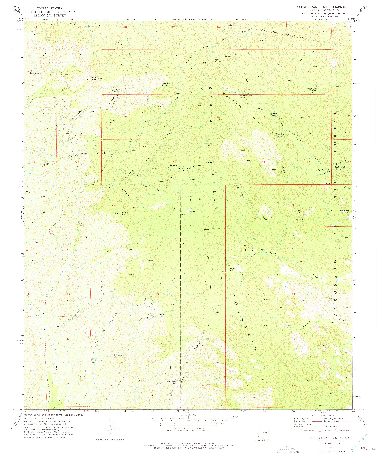 USGS 1:24000-SCALE QUADRANGLE FOR COBRE GRANDE MTN, AZ 1972
