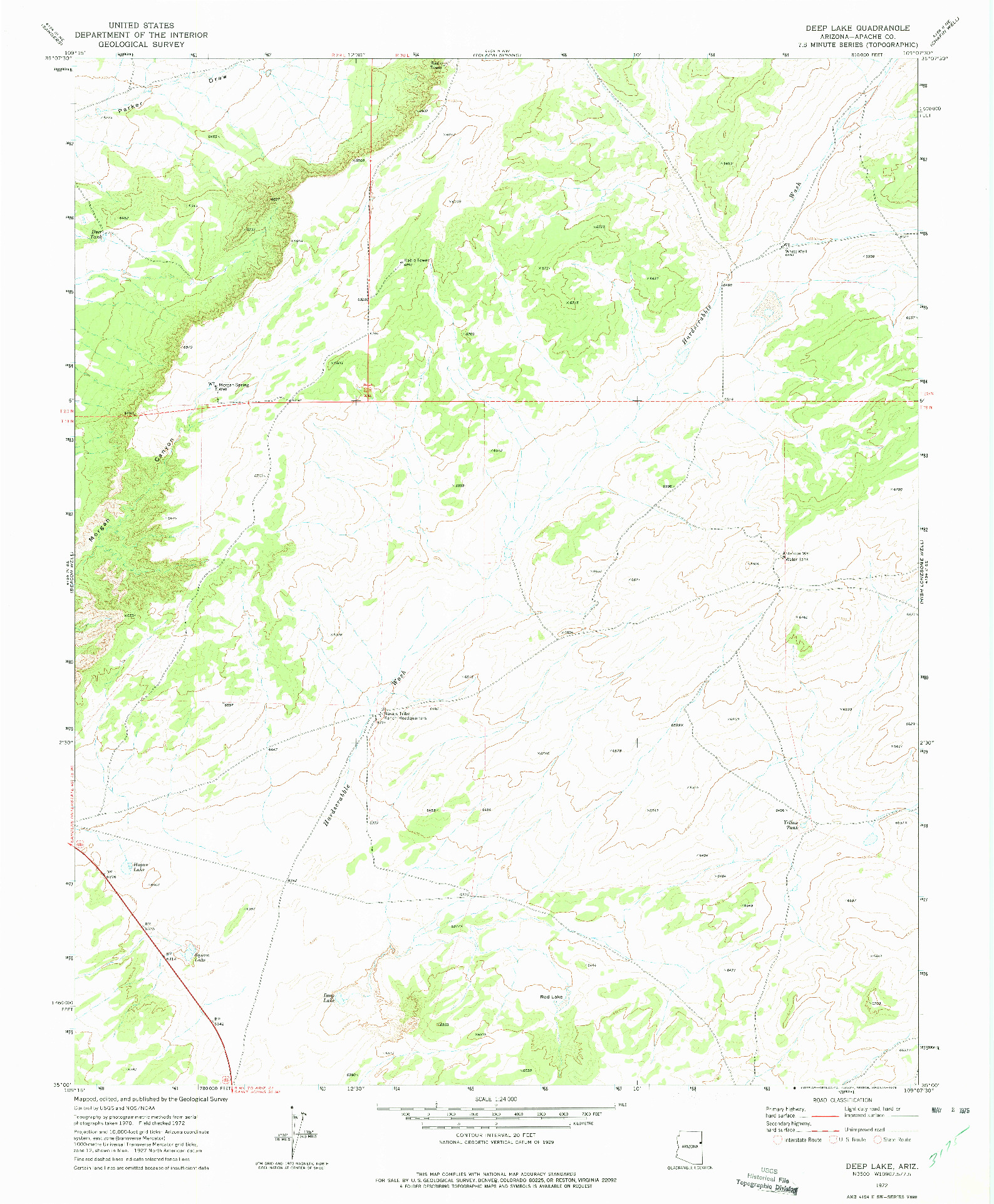 USGS 1:24000-SCALE QUADRANGLE FOR DEEP LAKE, AZ 1972