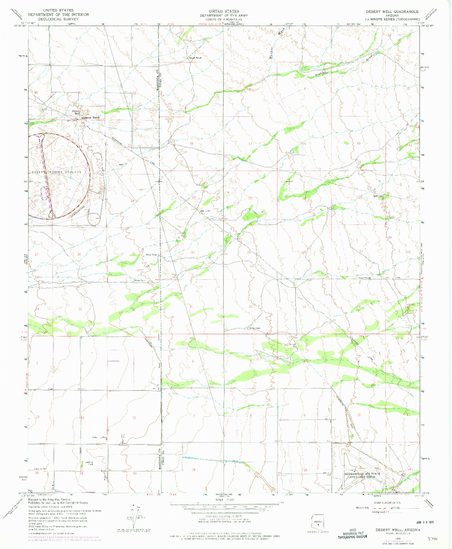 USGS 1:24000-SCALE QUADRANGLE FOR DESERT WELL, AZ 1956