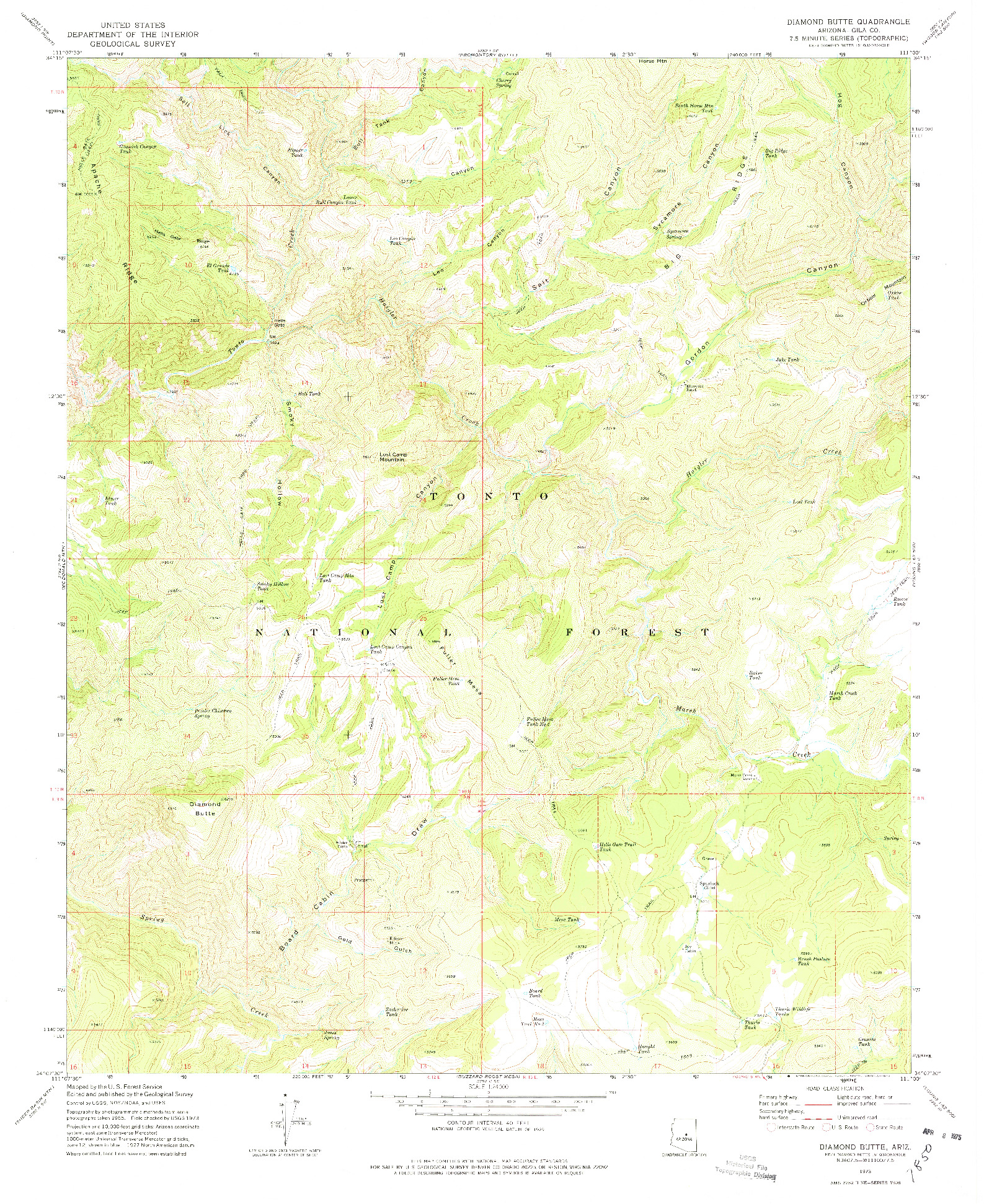 USGS 1:24000-SCALE QUADRANGLE FOR DIAMOND BUTTE, AZ 1973