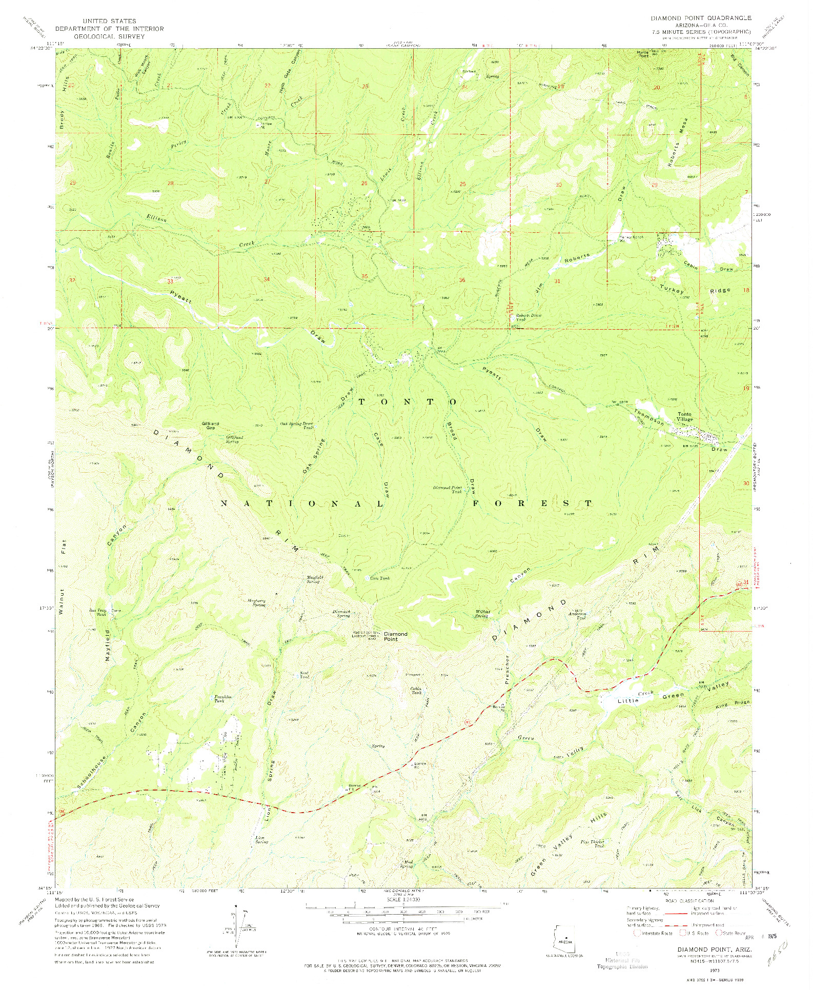 USGS 1:24000-SCALE QUADRANGLE FOR DIAMOND POINT, AZ 1973