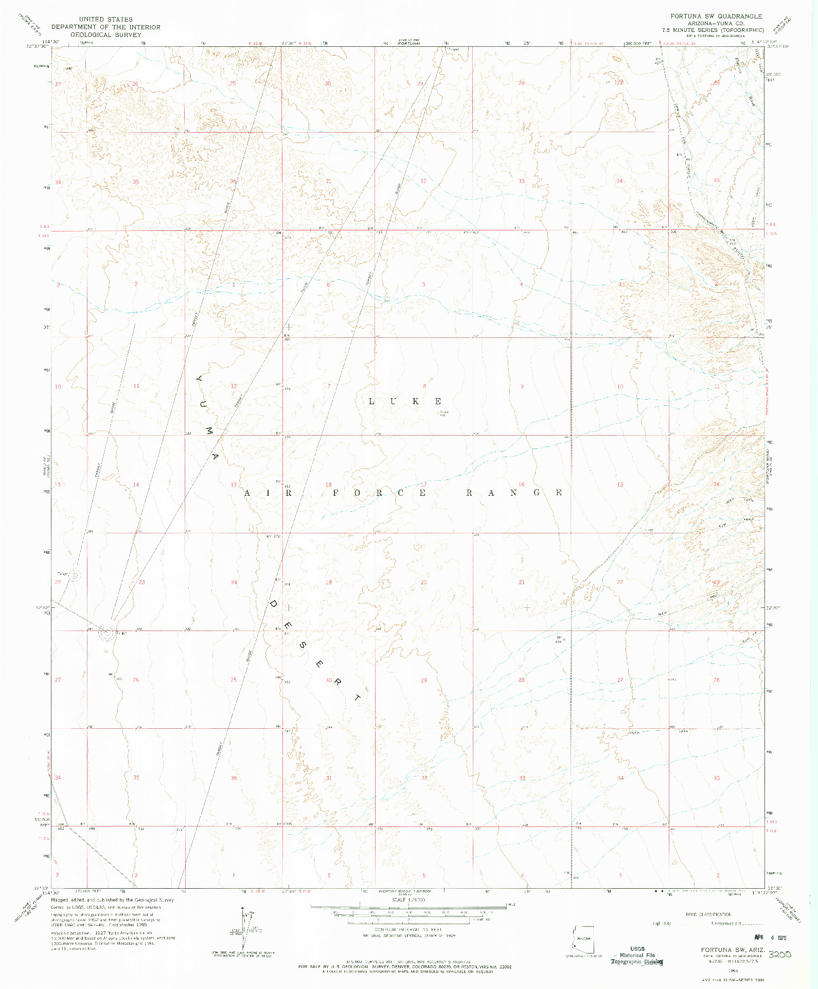 USGS 1:24000-SCALE QUADRANGLE FOR FORTUNA SW, AZ 1965