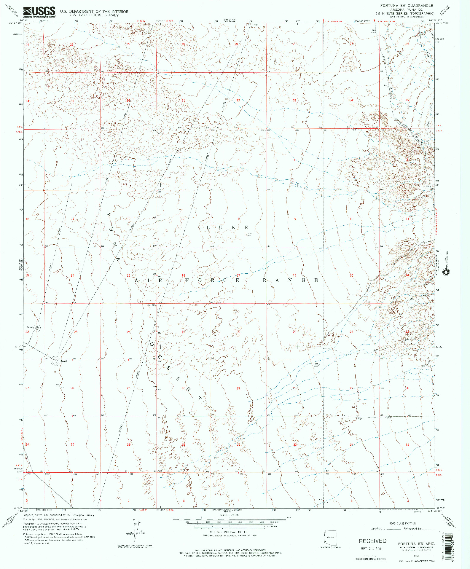 USGS 1:24000-SCALE QUADRANGLE FOR FORTUNA SW, AZ 1965