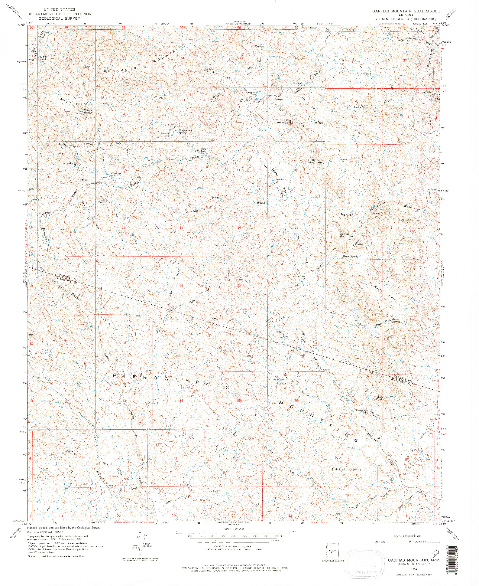 USGS 1:24000-SCALE QUADRANGLE FOR GARFIAS MOUNTAIN, AZ 1964