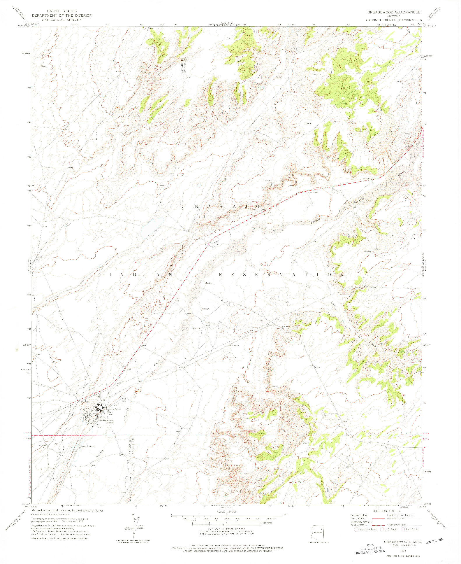 USGS 1:24000-SCALE QUADRANGLE FOR GREASEWOOD, AZ 1972