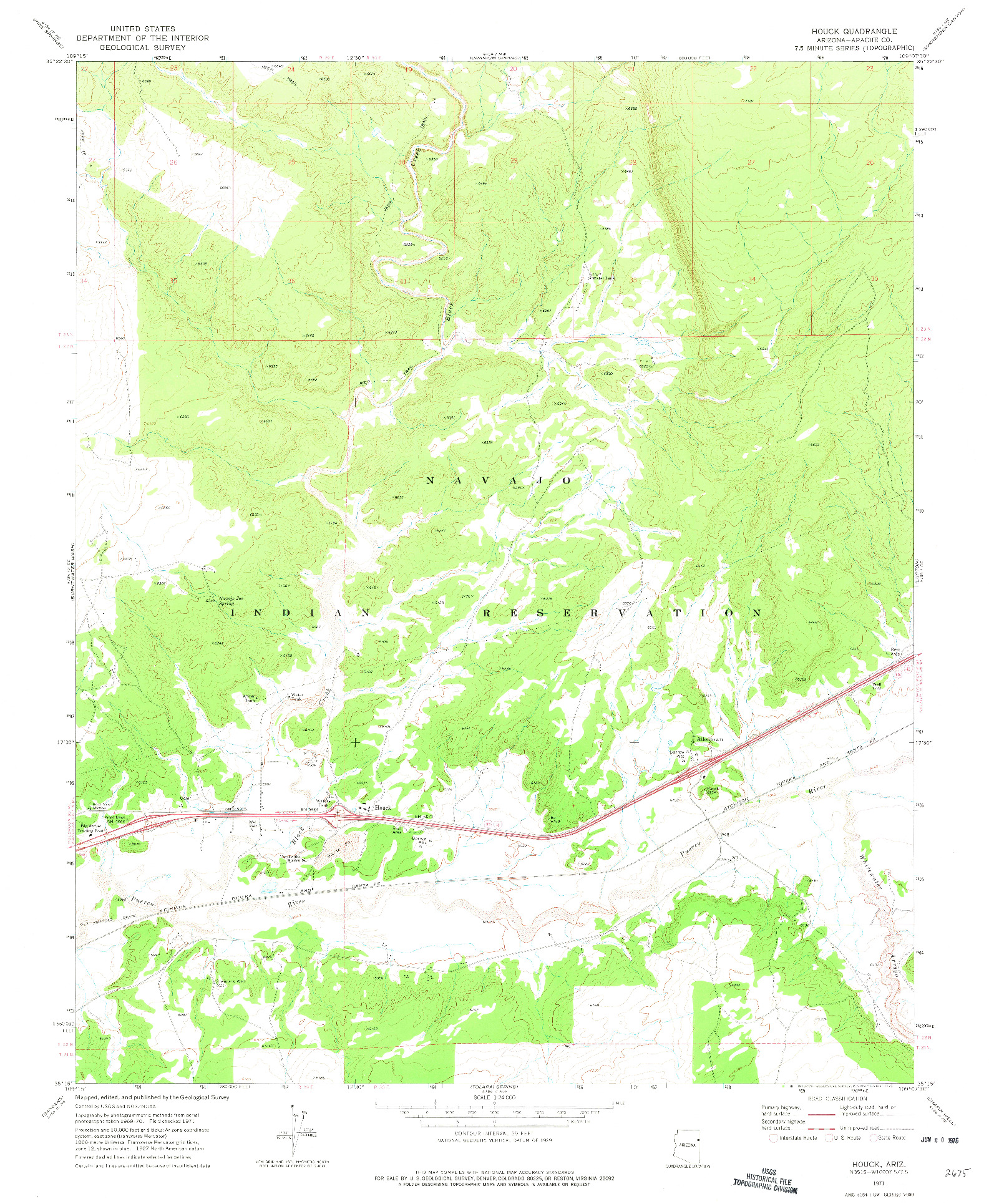 USGS 1:24000-SCALE QUADRANGLE FOR HOUCK, AZ 1971