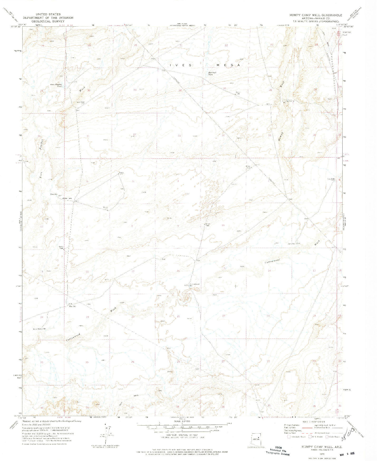 USGS 1:24000-SCALE QUADRANGLE FOR HUMPY CAMP WELL, AZ 1972