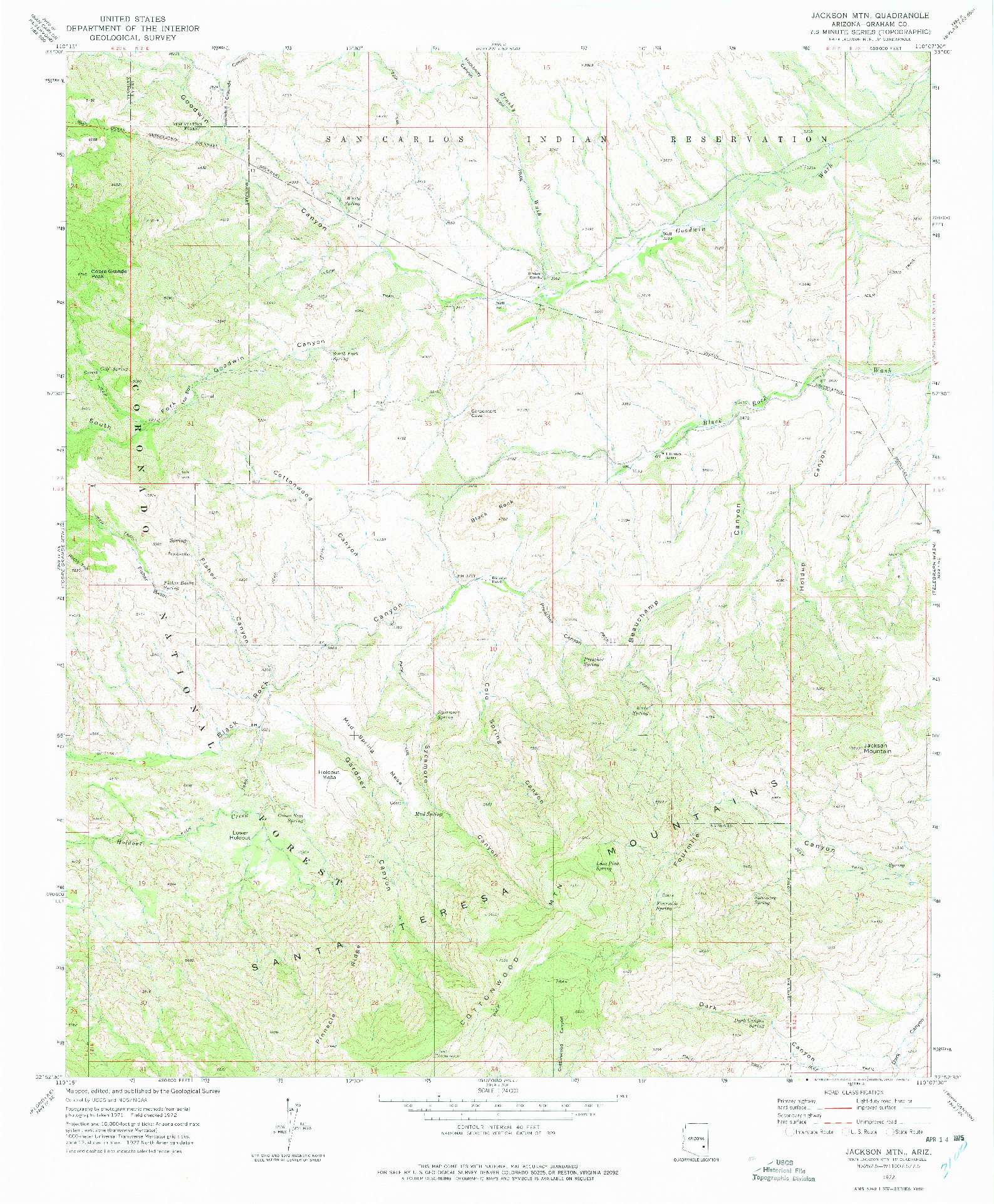 USGS 1:24000-SCALE QUADRANGLE FOR JACKSON MTN., AZ 1972