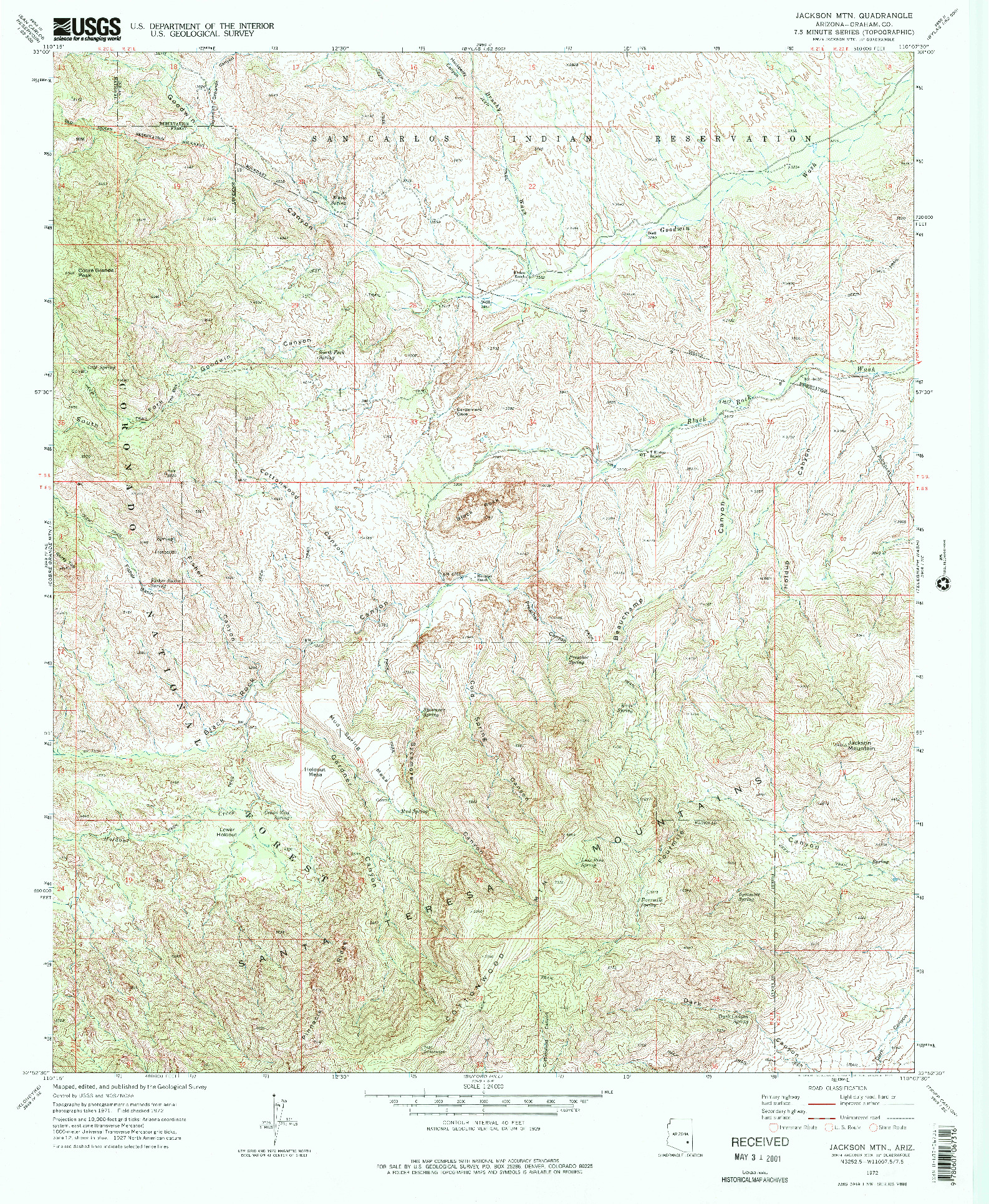 USGS 1:24000-SCALE QUADRANGLE FOR JACKSON MTN., AZ 1972