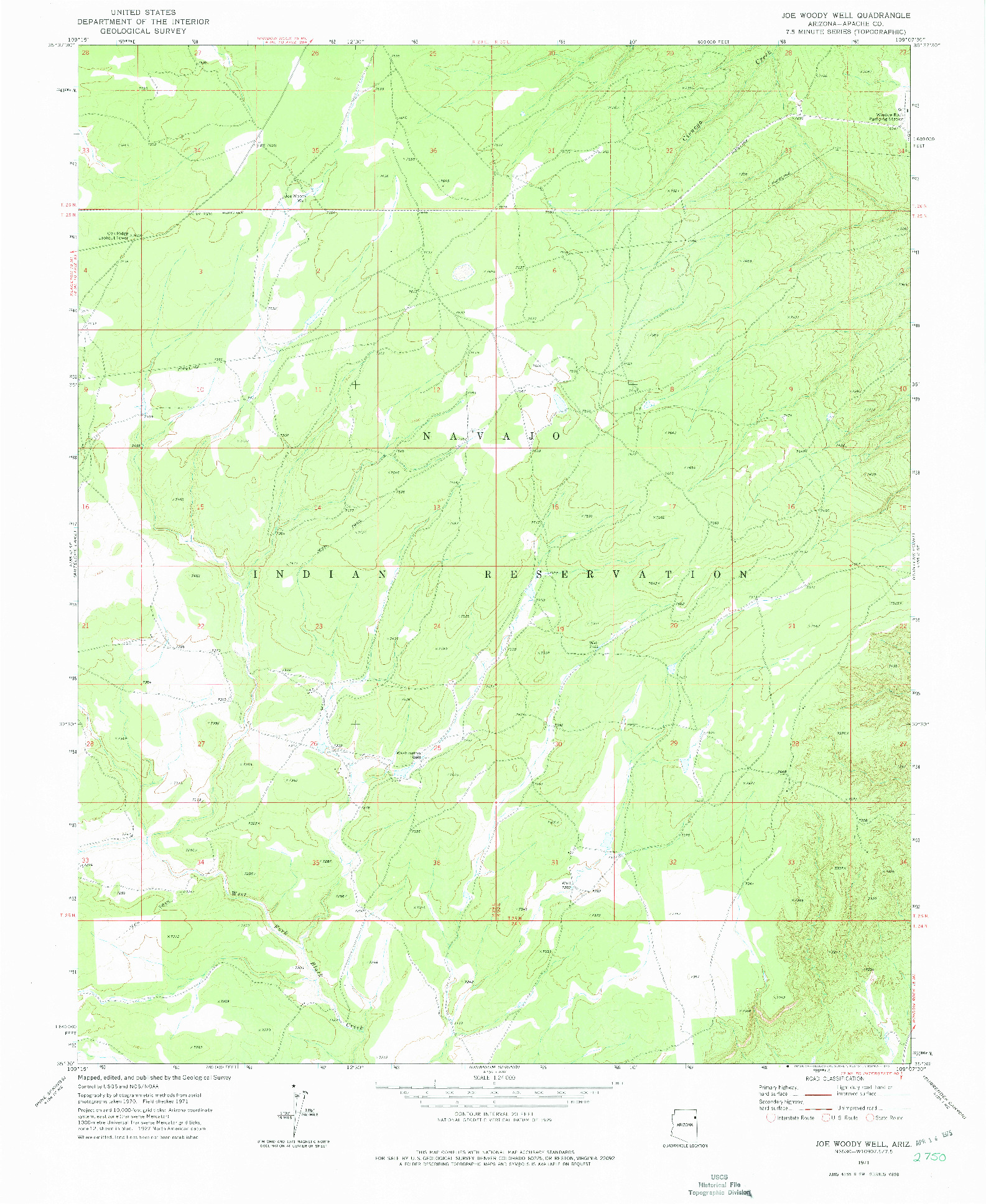 USGS 1:24000-SCALE QUADRANGLE FOR JOE WOODY WELL, AZ 1971