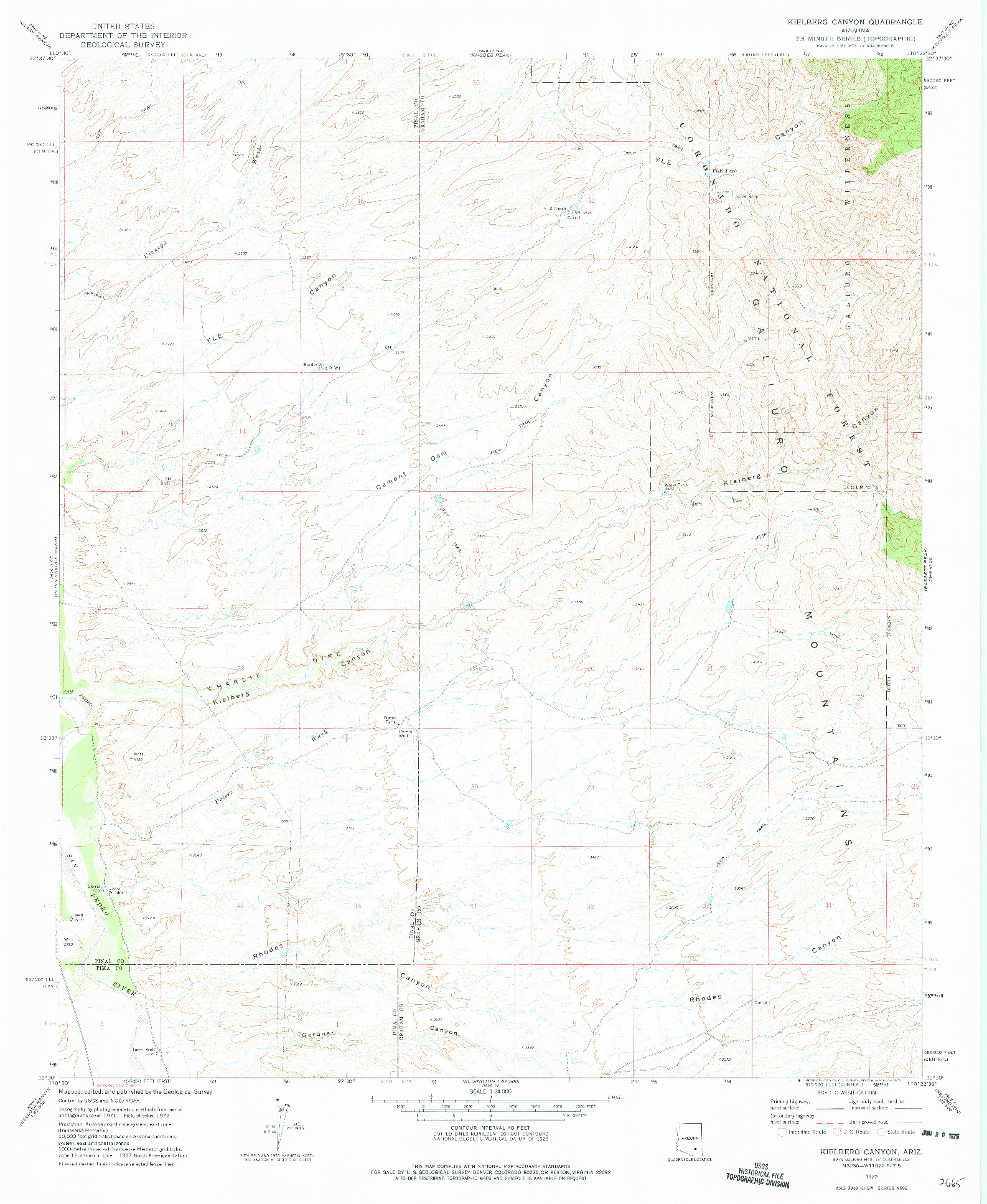 USGS 1:24000-SCALE QUADRANGLE FOR KIELBERG CANYON, AZ 1972