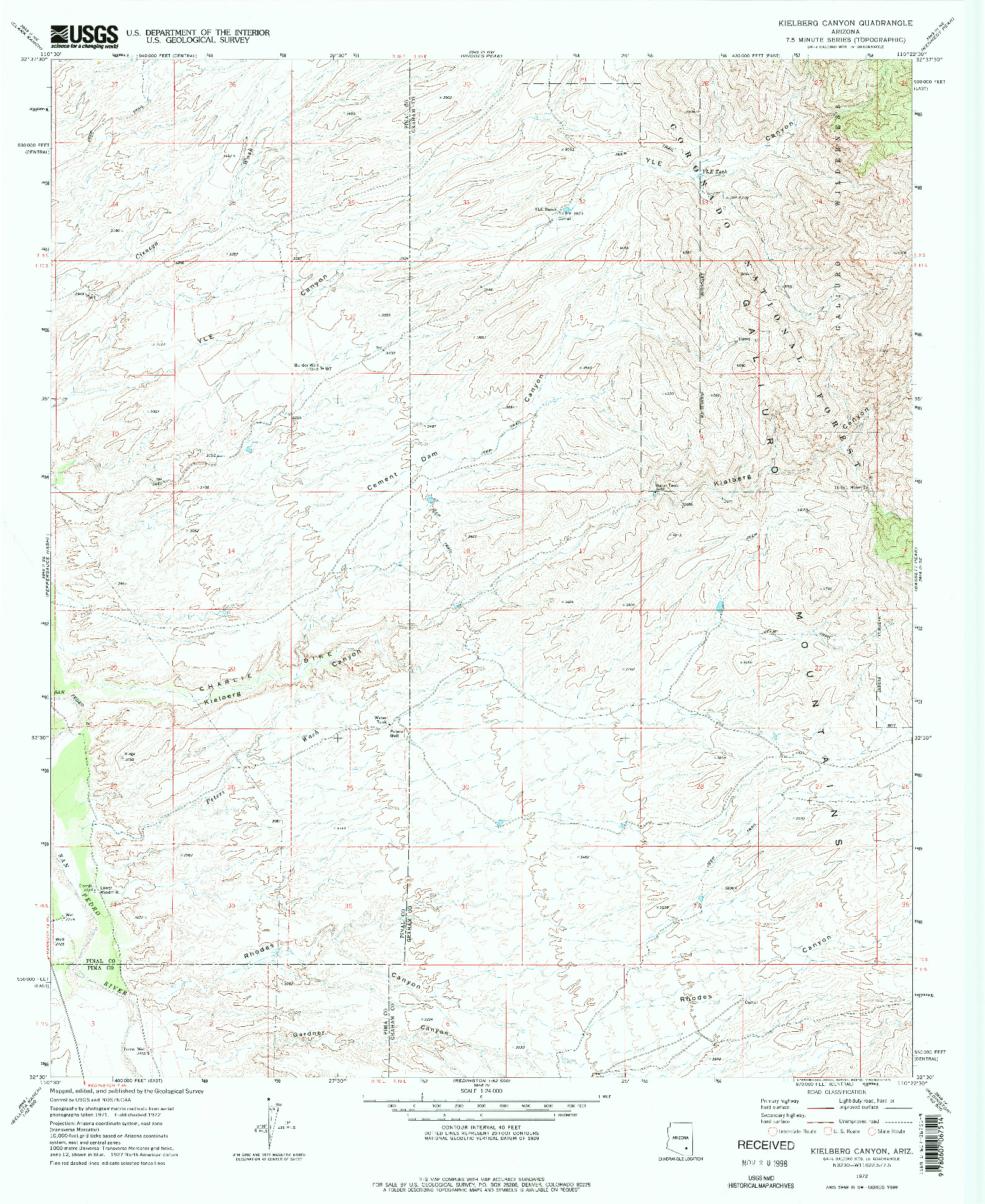 USGS 1:24000-SCALE QUADRANGLE FOR KIELBERG CANYON, AZ 1972
