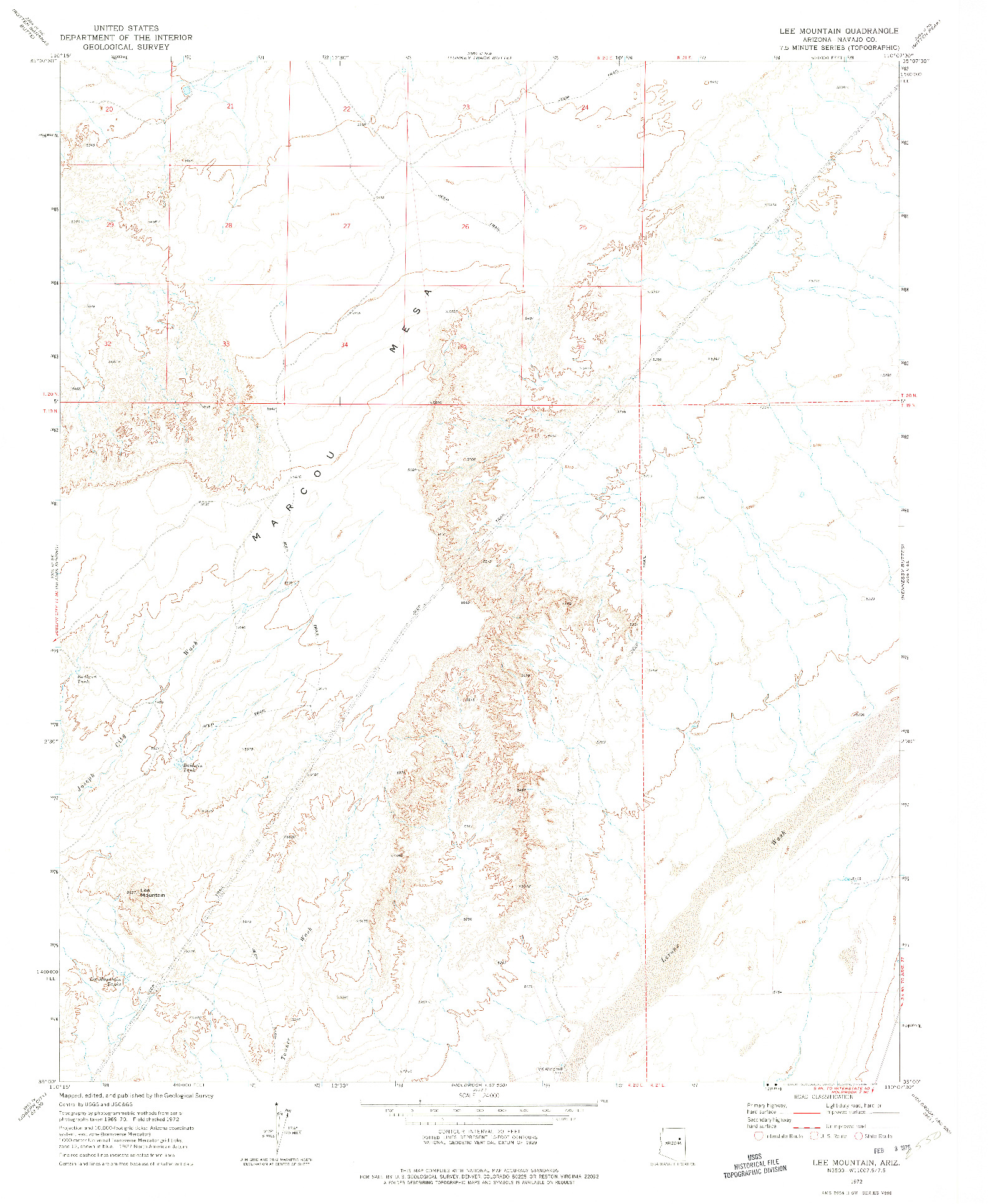USGS 1:24000-SCALE QUADRANGLE FOR LEE MOUNTAIN, AZ 1972