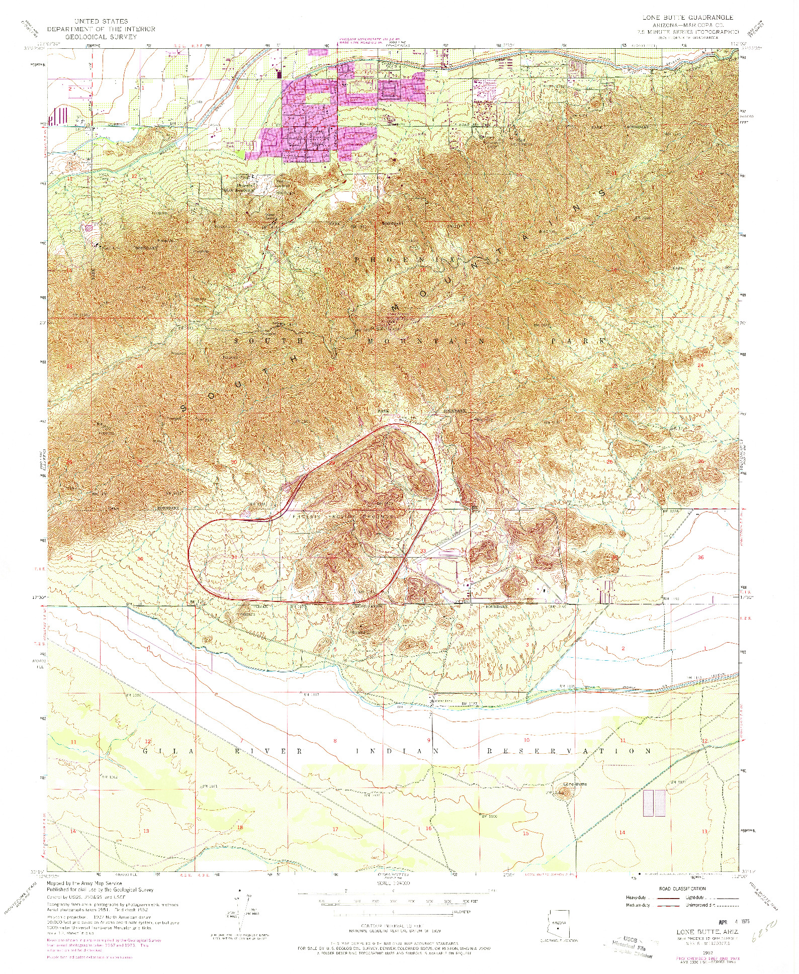 USGS 1:24000-SCALE QUADRANGLE FOR LONE BUTTE, AZ 1952