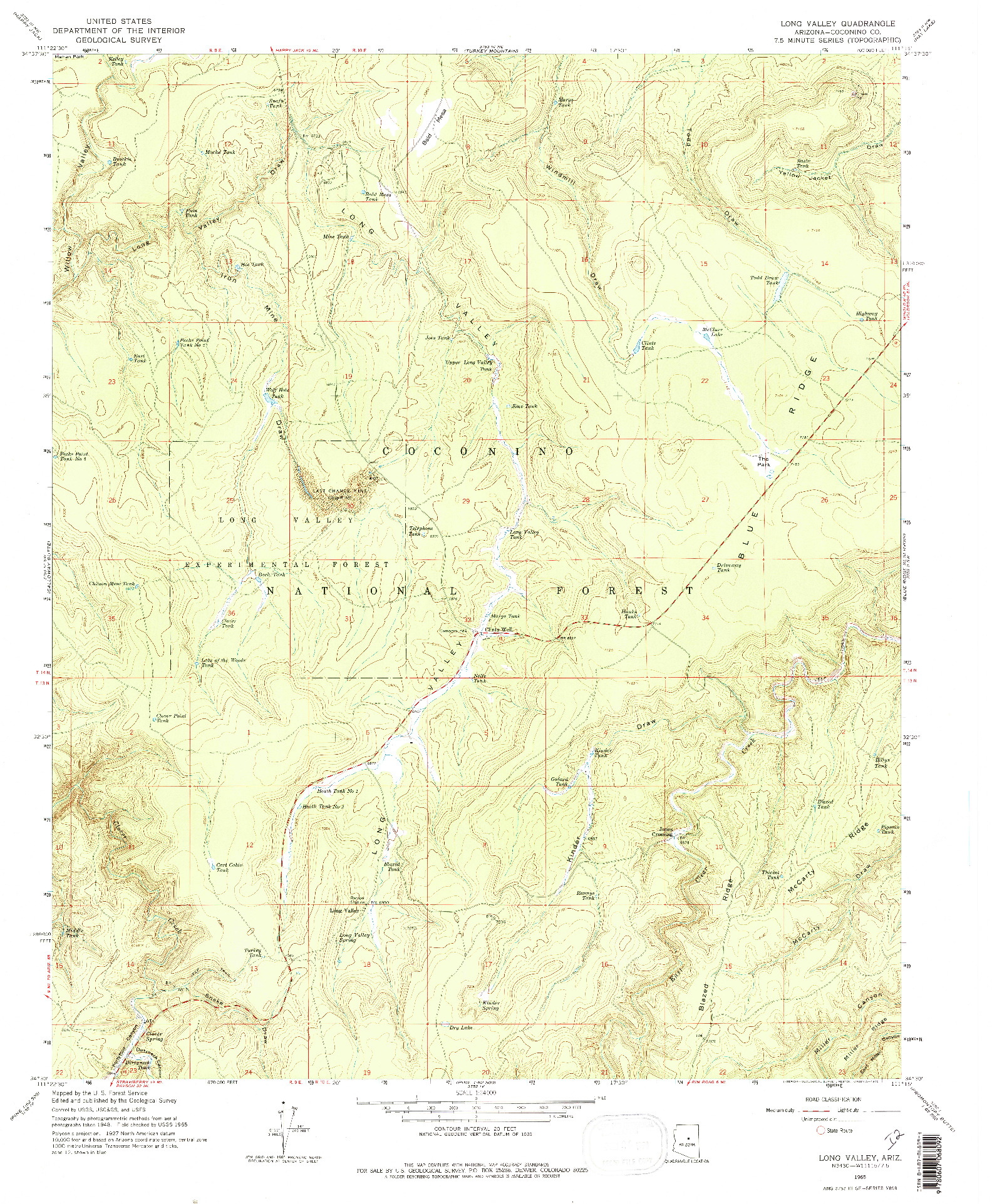 USGS 1:24000-SCALE QUADRANGLE FOR LONG VALLEY, AZ 1965