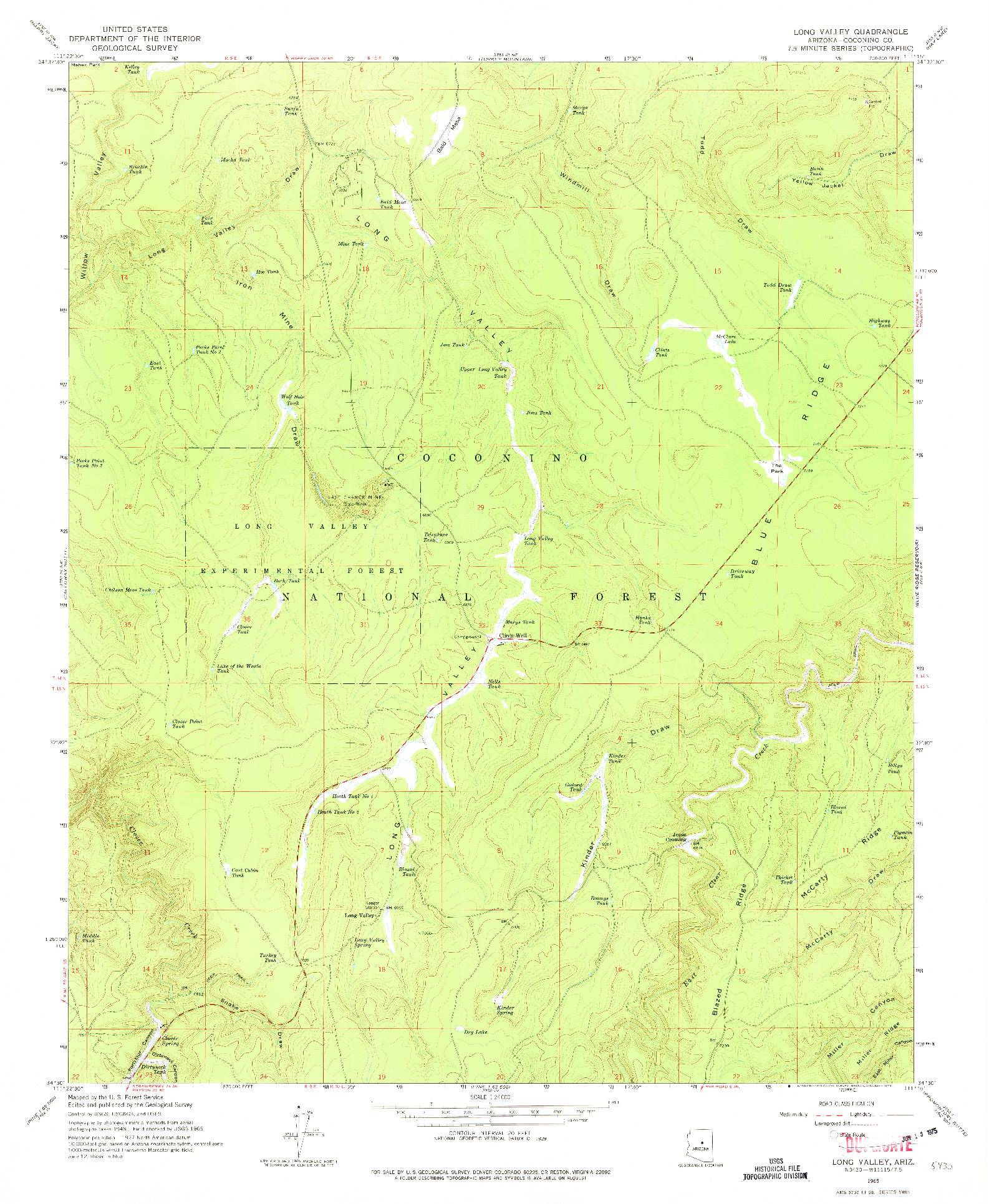 USGS 1:24000-SCALE QUADRANGLE FOR LONG VALLEY, AZ 1965