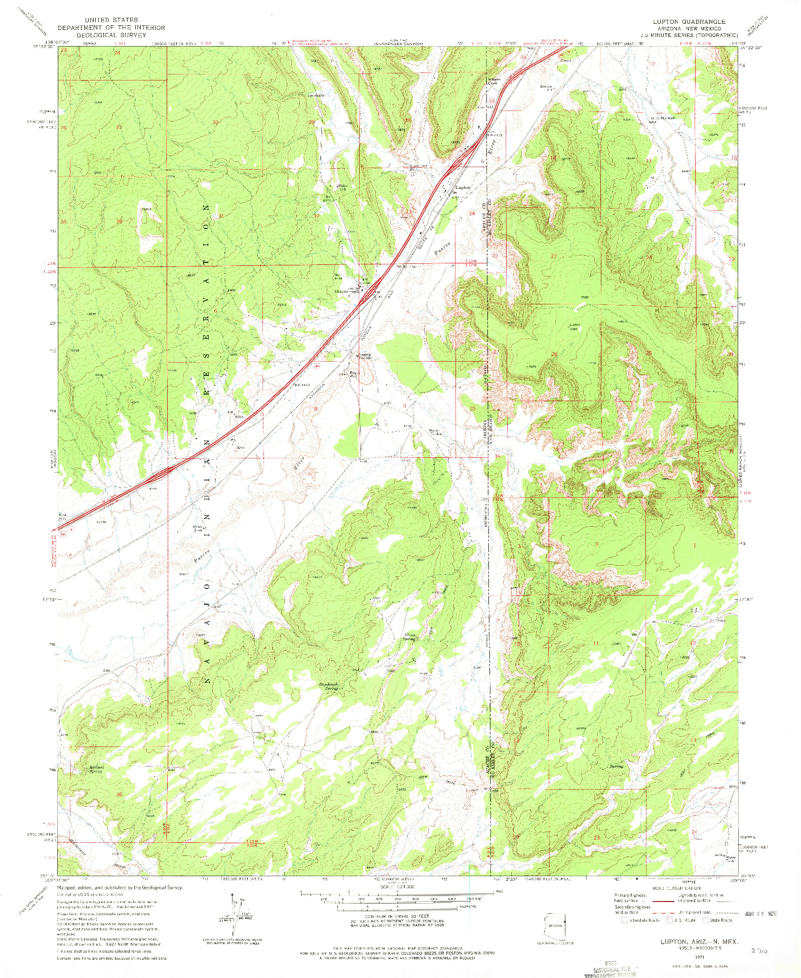 USGS 1:24000-SCALE QUADRANGLE FOR LUPTON, AZ 1971