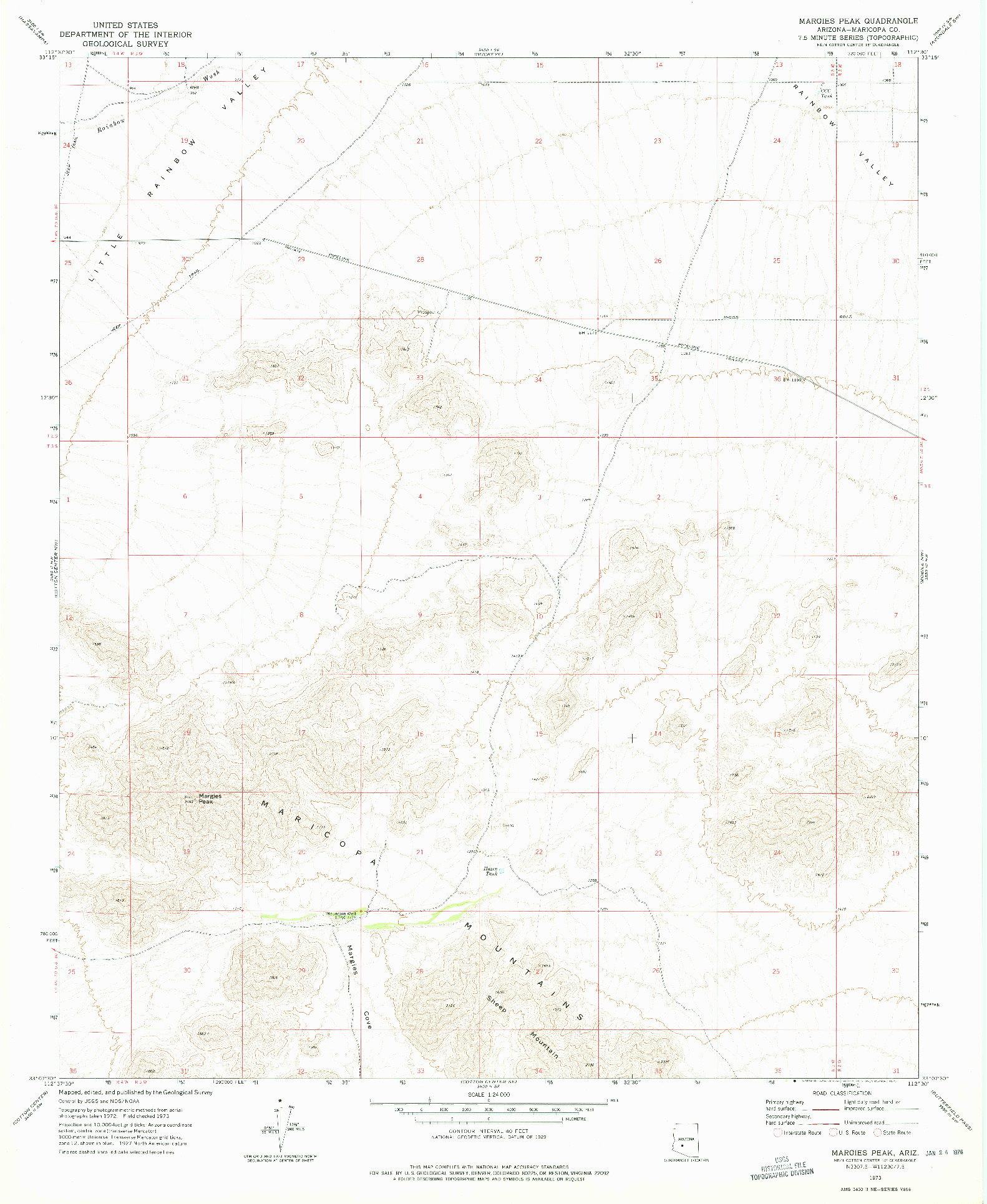 USGS 1:24000-SCALE QUADRANGLE FOR MARGIES PEAK, AZ 1973