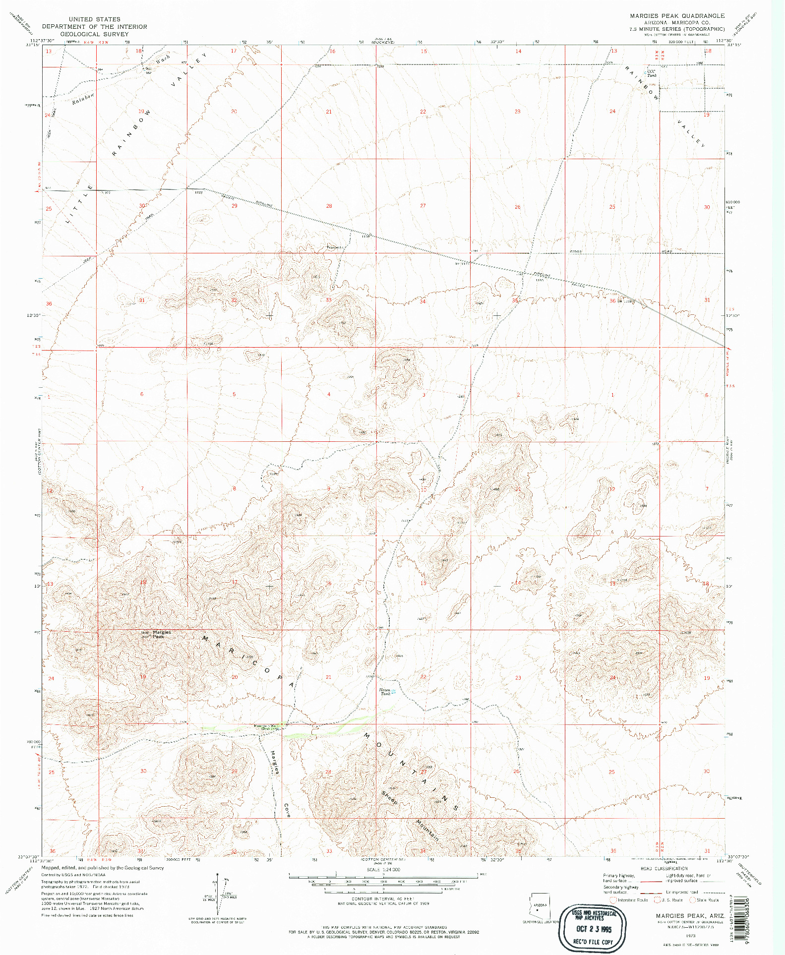 USGS 1:24000-SCALE QUADRANGLE FOR MARGIES PEAK, AZ 1973