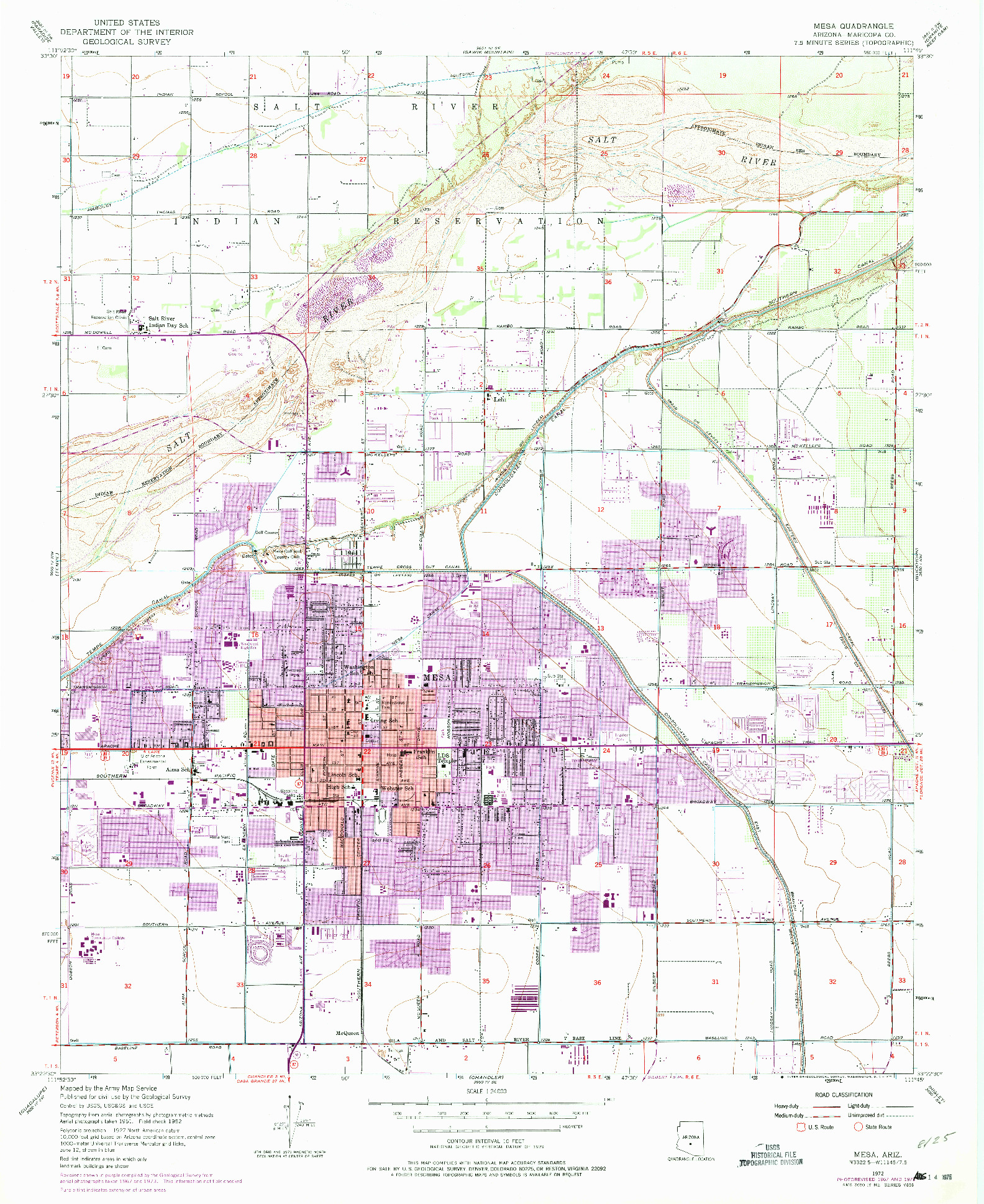 USGS 1:24000-SCALE QUADRANGLE FOR MESA, AZ 1972