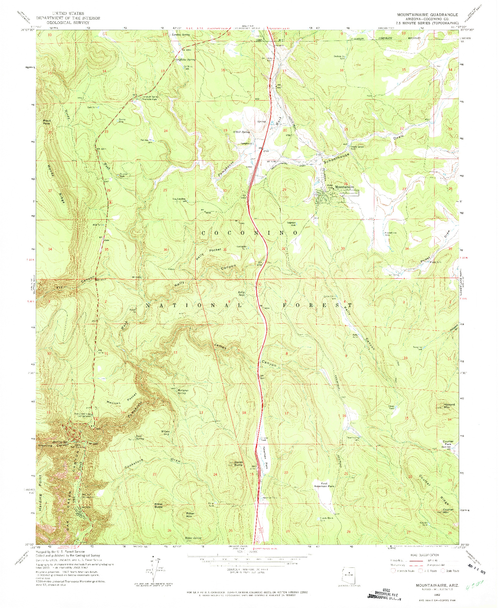 USGS 1:24000-SCALE QUADRANGLE FOR MOUNTAINAIRE, AZ 1962
