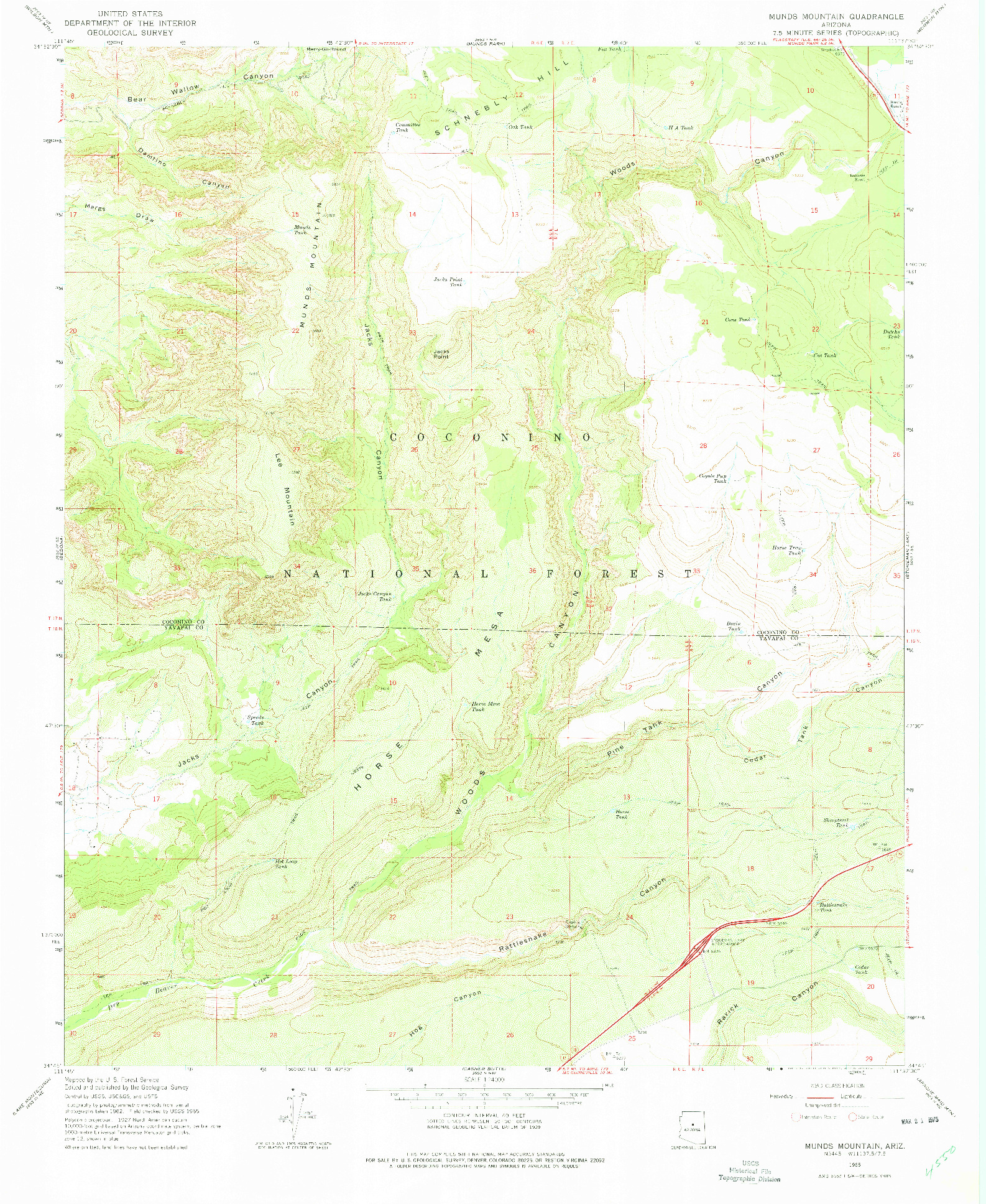 USGS 1:24000-SCALE QUADRANGLE FOR MUNDS MOUNTAIN, AZ 1965