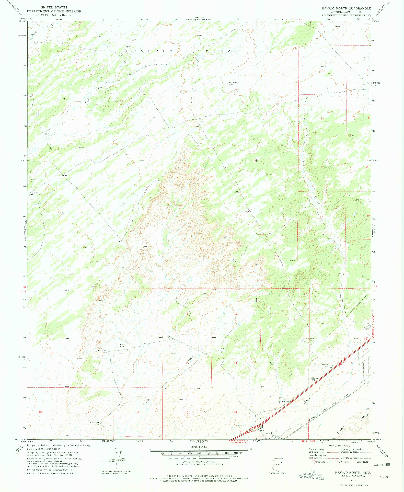 USGS 1:24000-SCALE QUADRANGLE FOR NAVAJO NORTH, AZ 1972