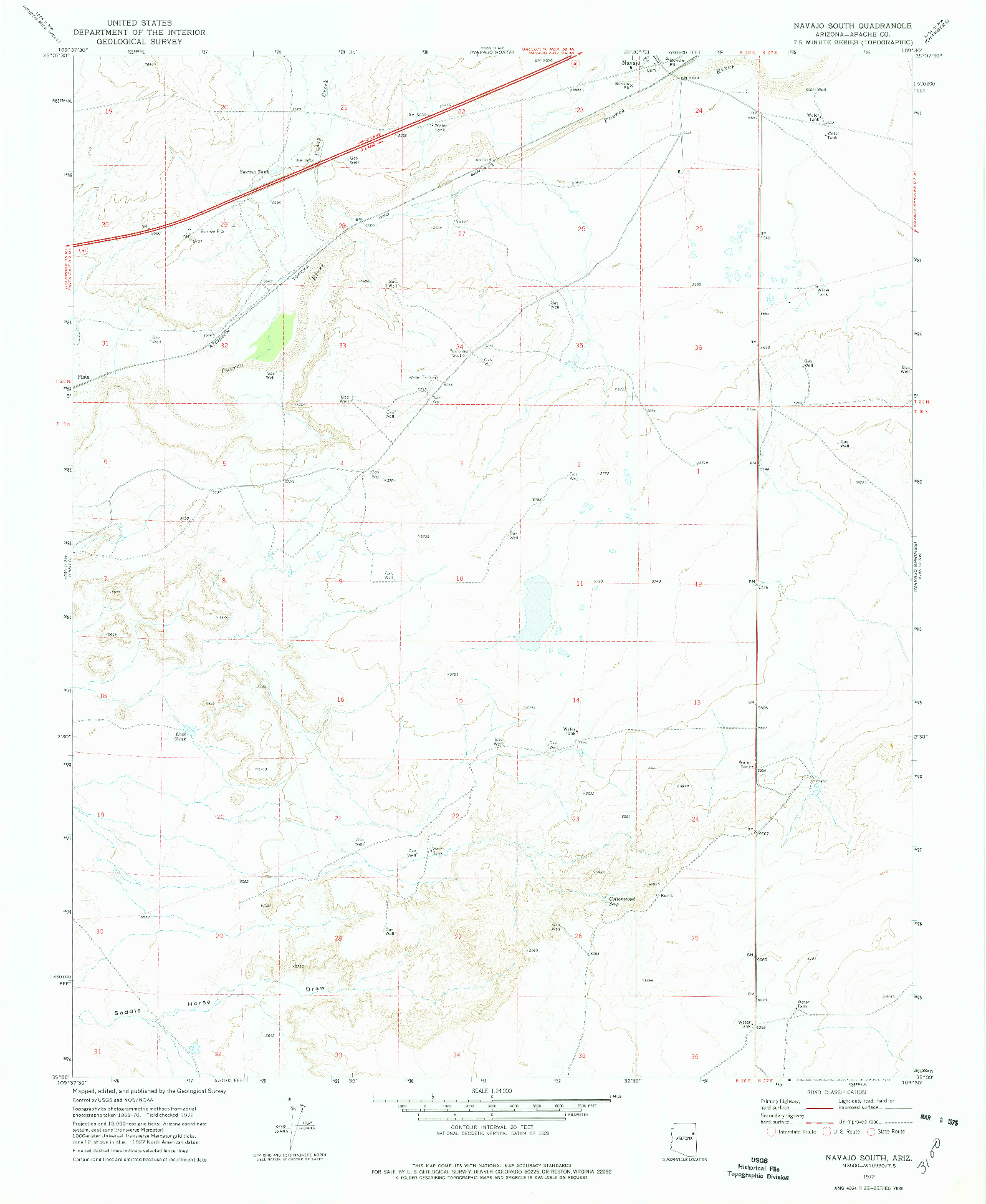 USGS 1:24000-SCALE QUADRANGLE FOR NAVAJO SOUTH, AZ 1972