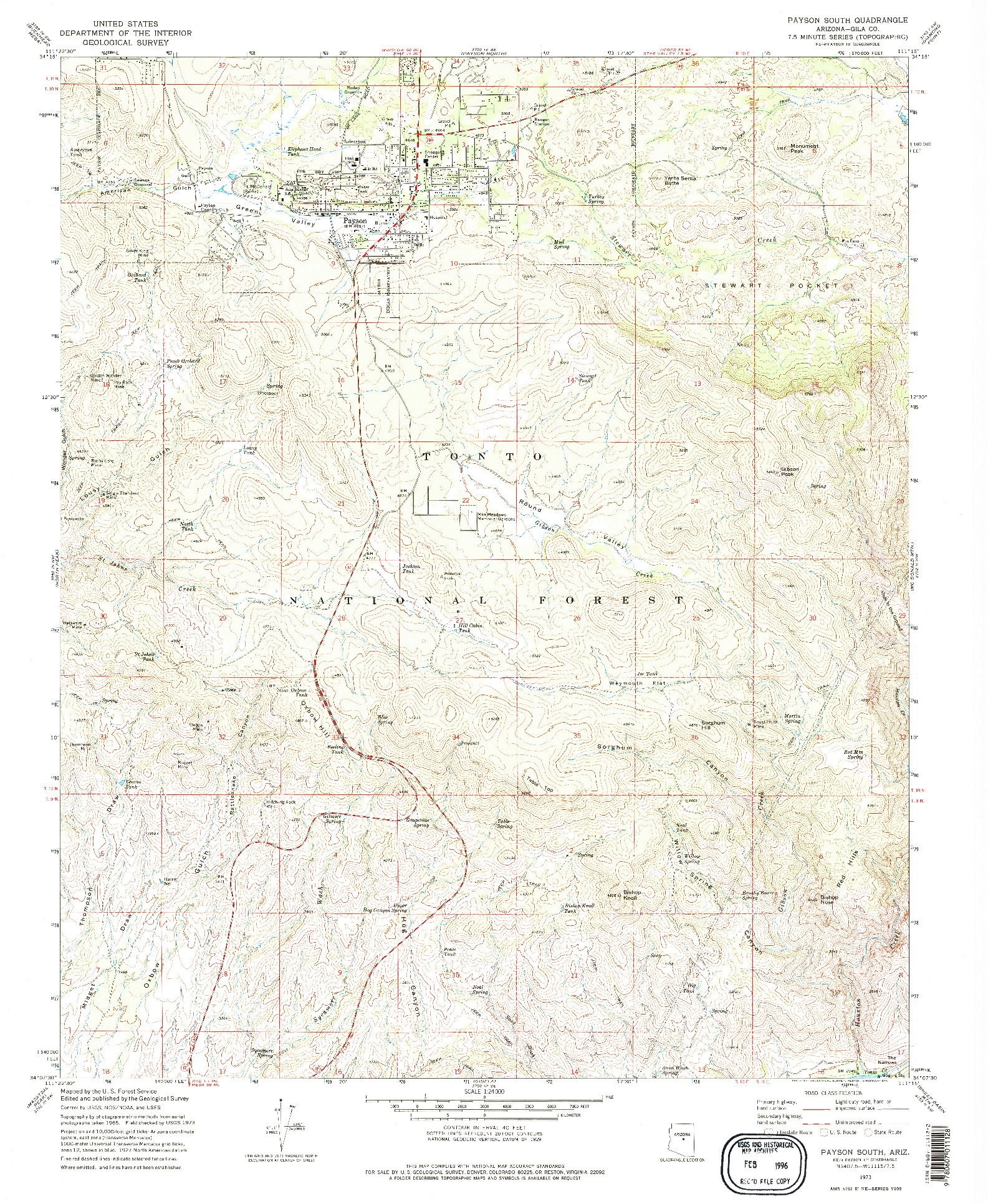 USGS 1:24000-SCALE QUADRANGLE FOR PAYSON SOUTH, AZ 1973