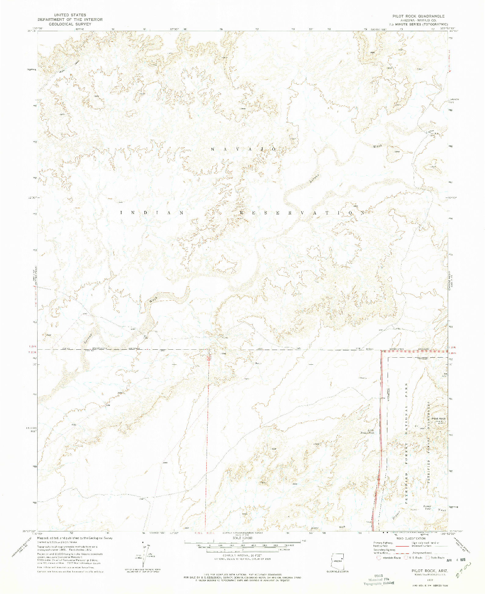 USGS 1:24000-SCALE QUADRANGLE FOR PILOT ROCK, AZ 1972