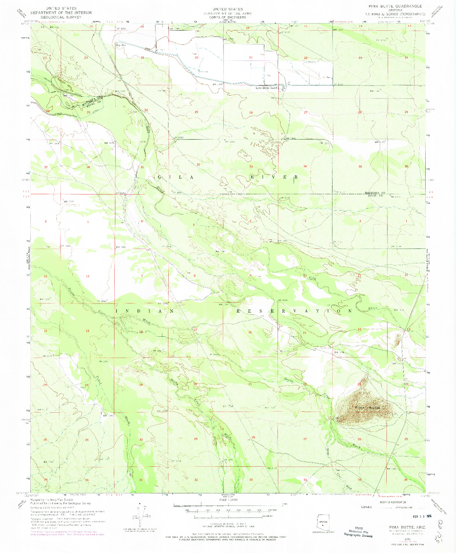 USGS 1:24000-SCALE QUADRANGLE FOR PIMA BUTTE, AZ 1952