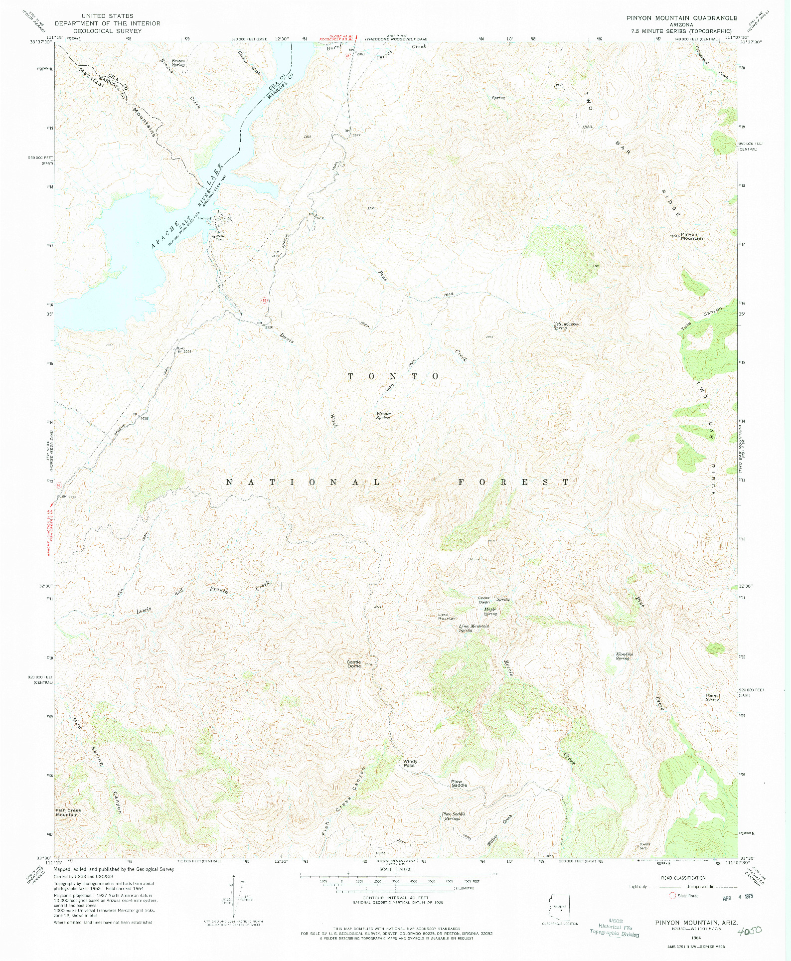 USGS 1:24000-SCALE QUADRANGLE FOR PINYON MOUNTAIN, AZ 1964