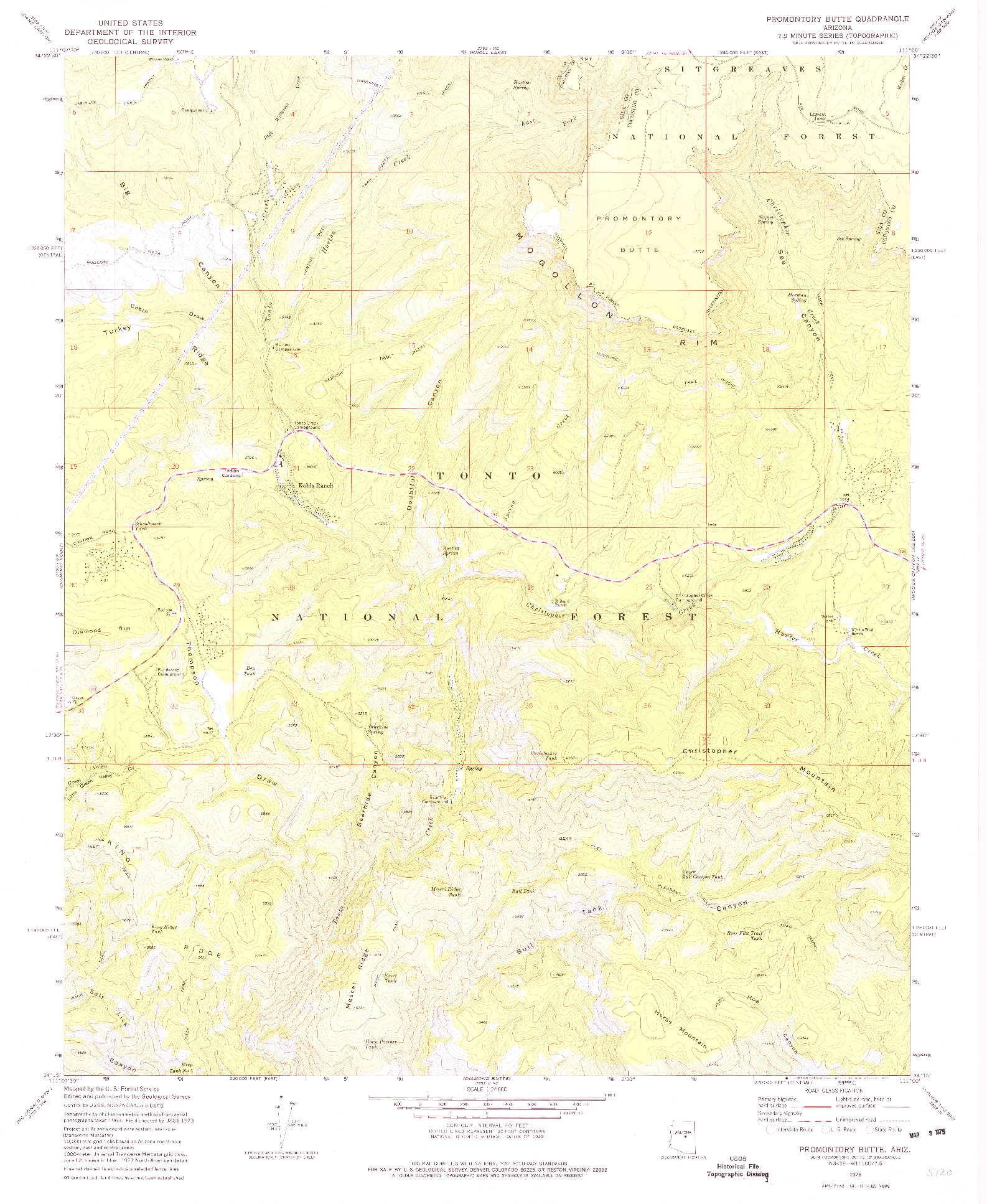 USGS 1:24000-SCALE QUADRANGLE FOR PROMONTORY BUTTE, AZ 1973