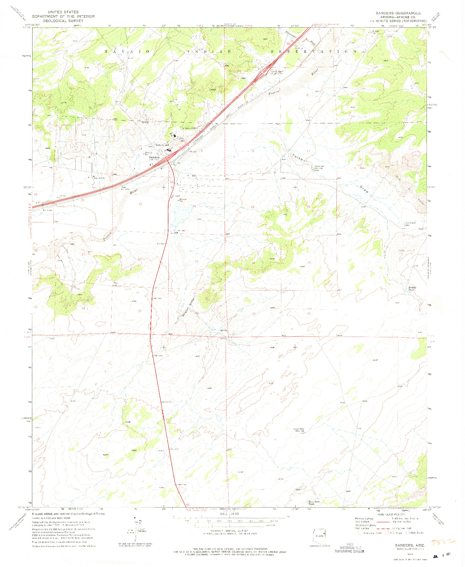 USGS 1:24000-SCALE QUADRANGLE FOR SANDERS, AZ 1971
