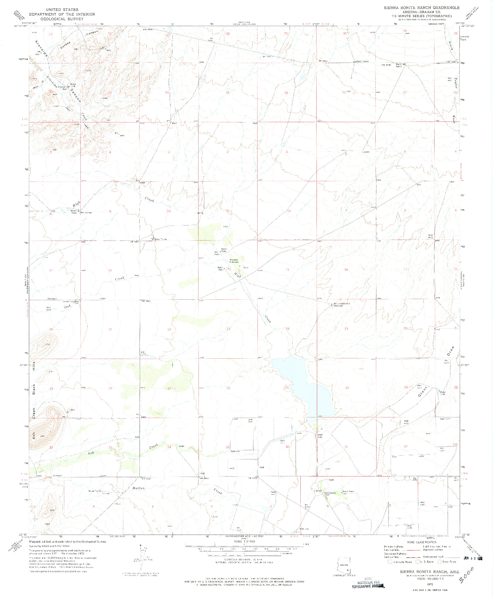 USGS 1:24000-SCALE QUADRANGLE FOR SIERRA BONITA RANCH, AZ 1972