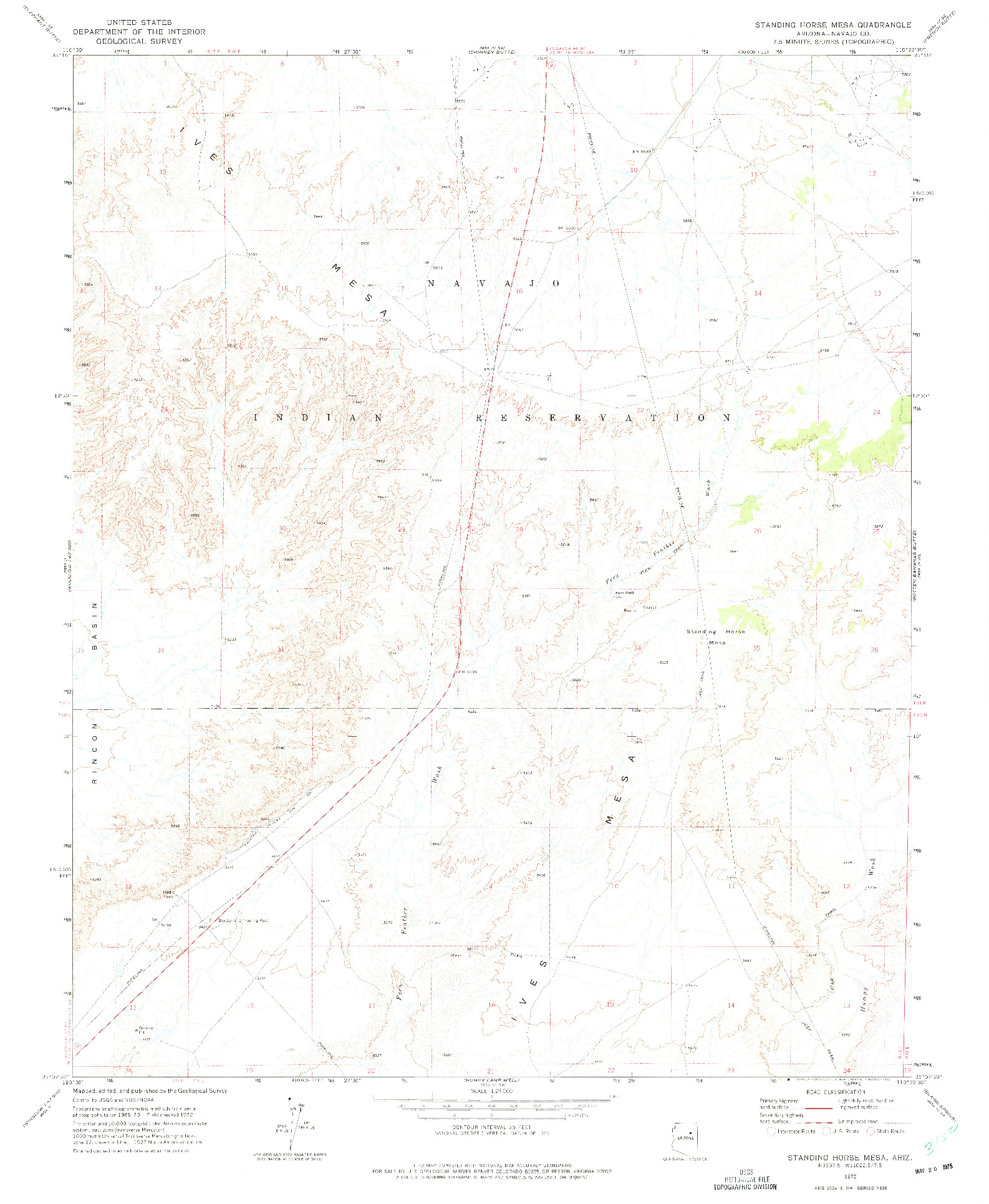 USGS 1:24000-SCALE QUADRANGLE FOR STANDING HORSE MESA, AZ 1972