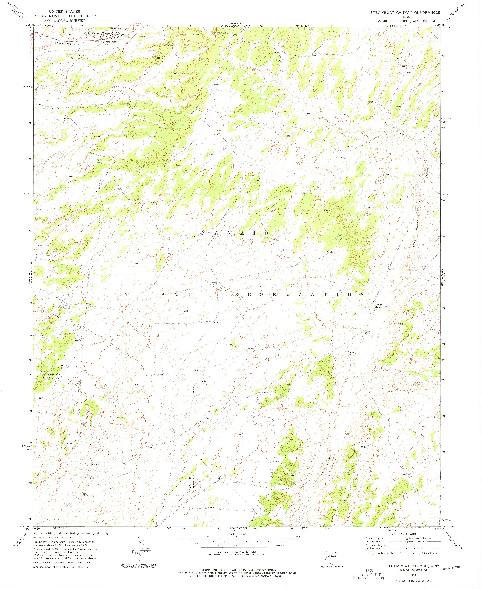 USGS 1:24000-SCALE QUADRANGLE FOR STEAMBOAT CANYON, AZ 1972