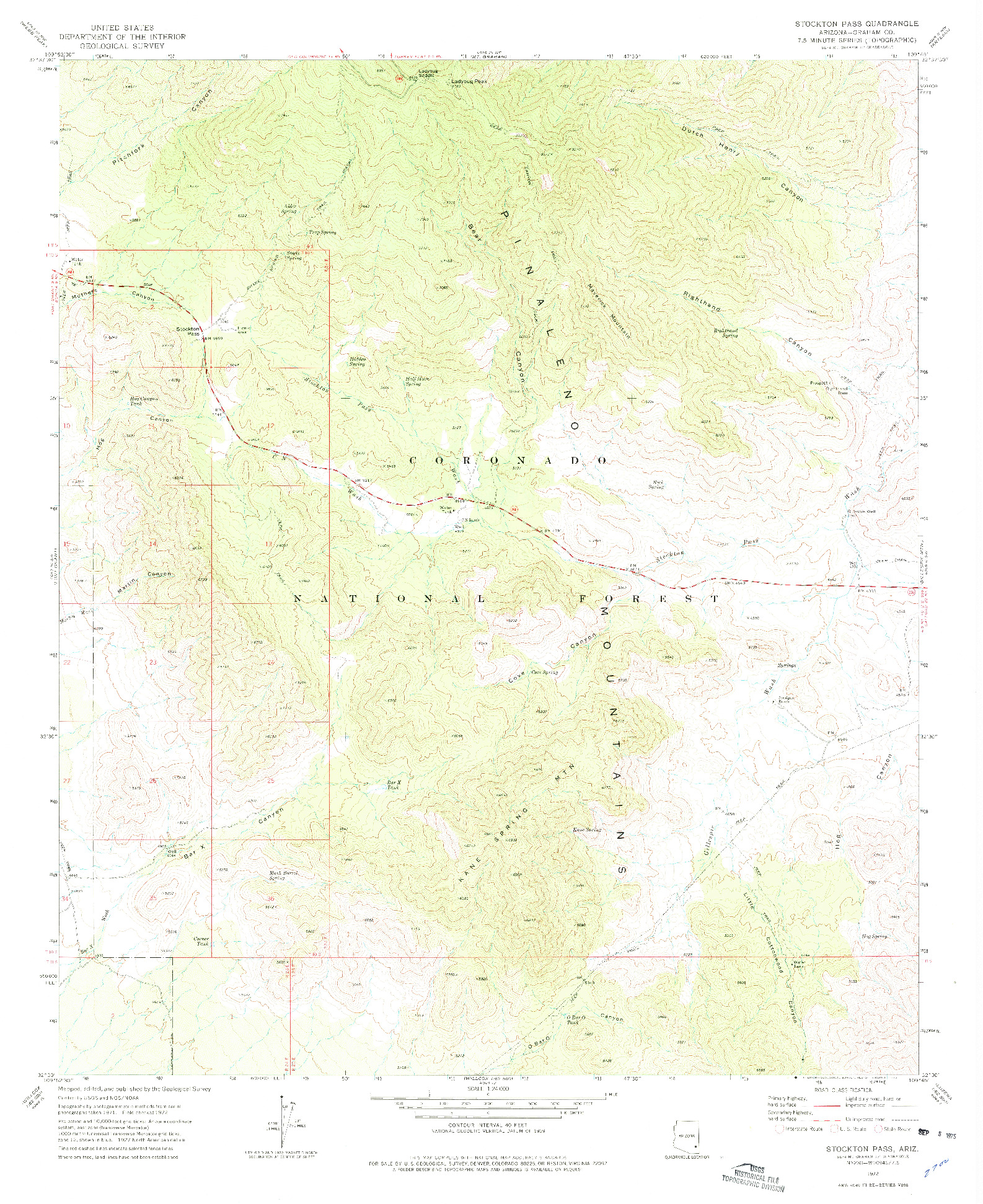 USGS 1:24000-SCALE QUADRANGLE FOR STOCKTON PASS, AZ 1972