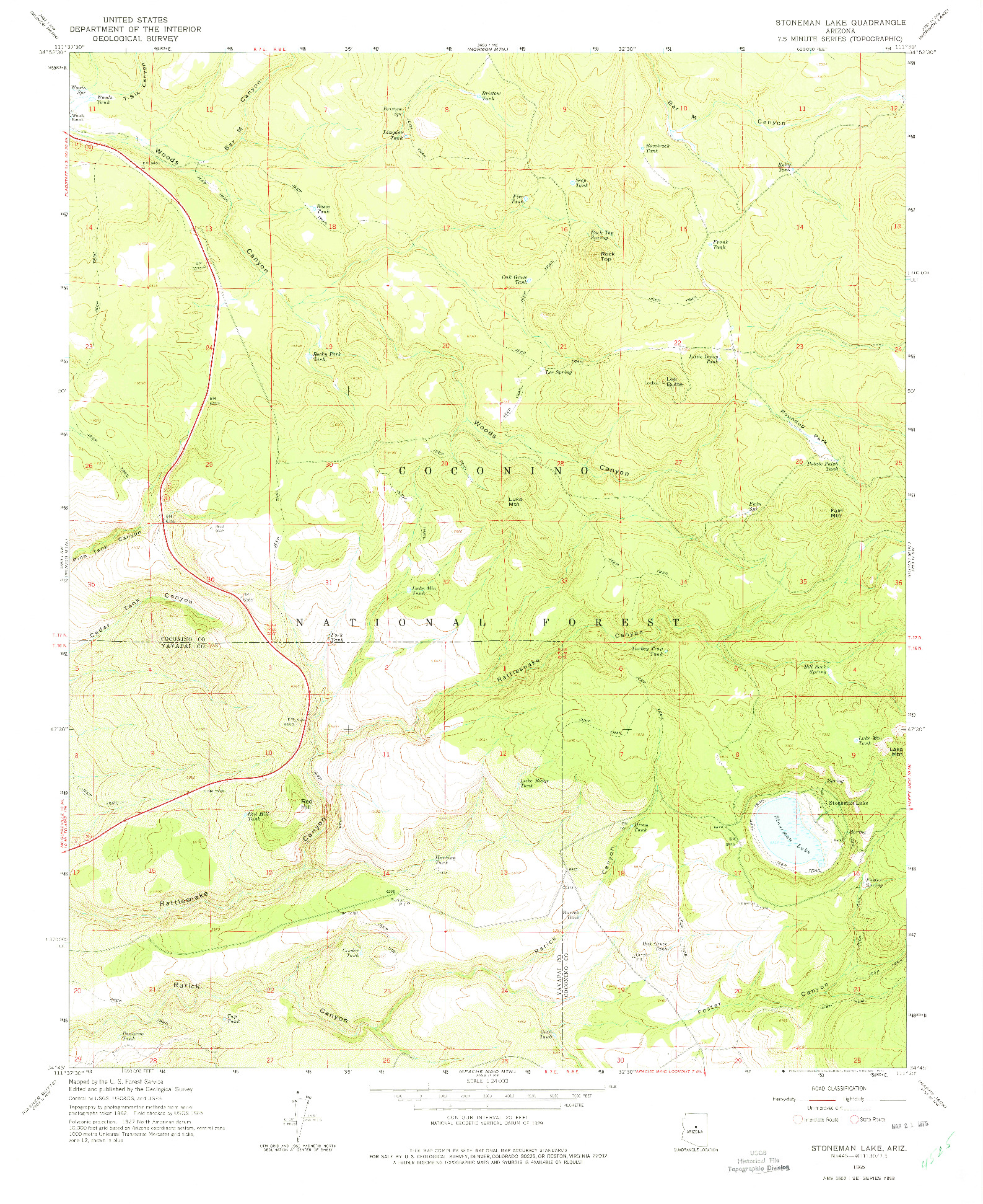 USGS 1:24000-SCALE QUADRANGLE FOR STONEMAN LAKE, AZ 1965