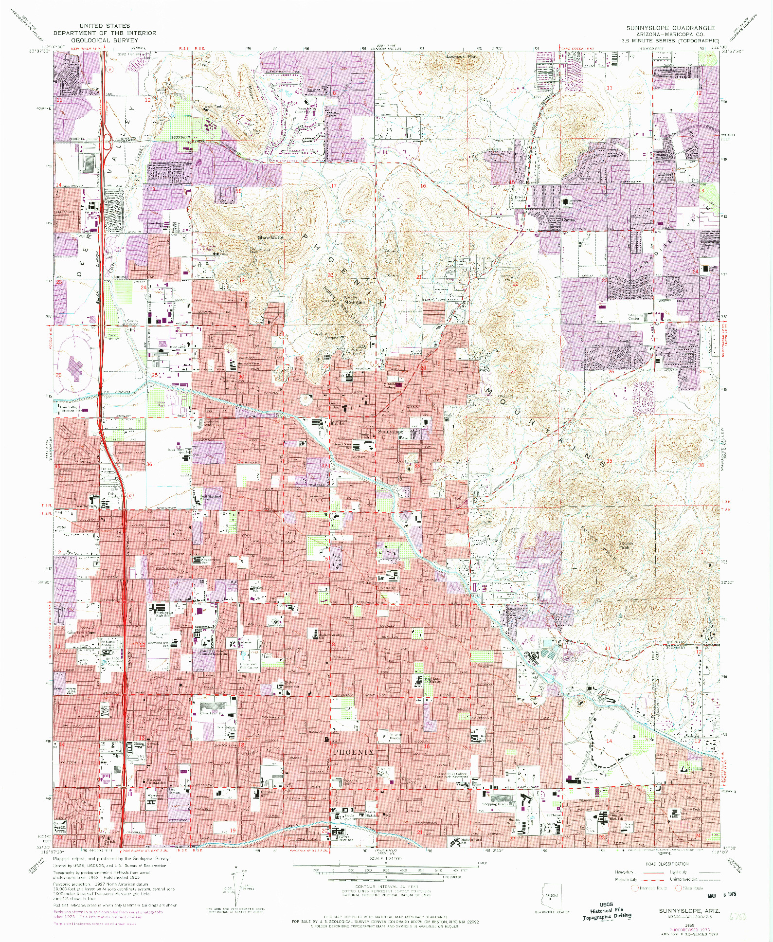 USGS 1:24000-SCALE QUADRANGLE FOR SUNNYSLOPE, AZ 1965