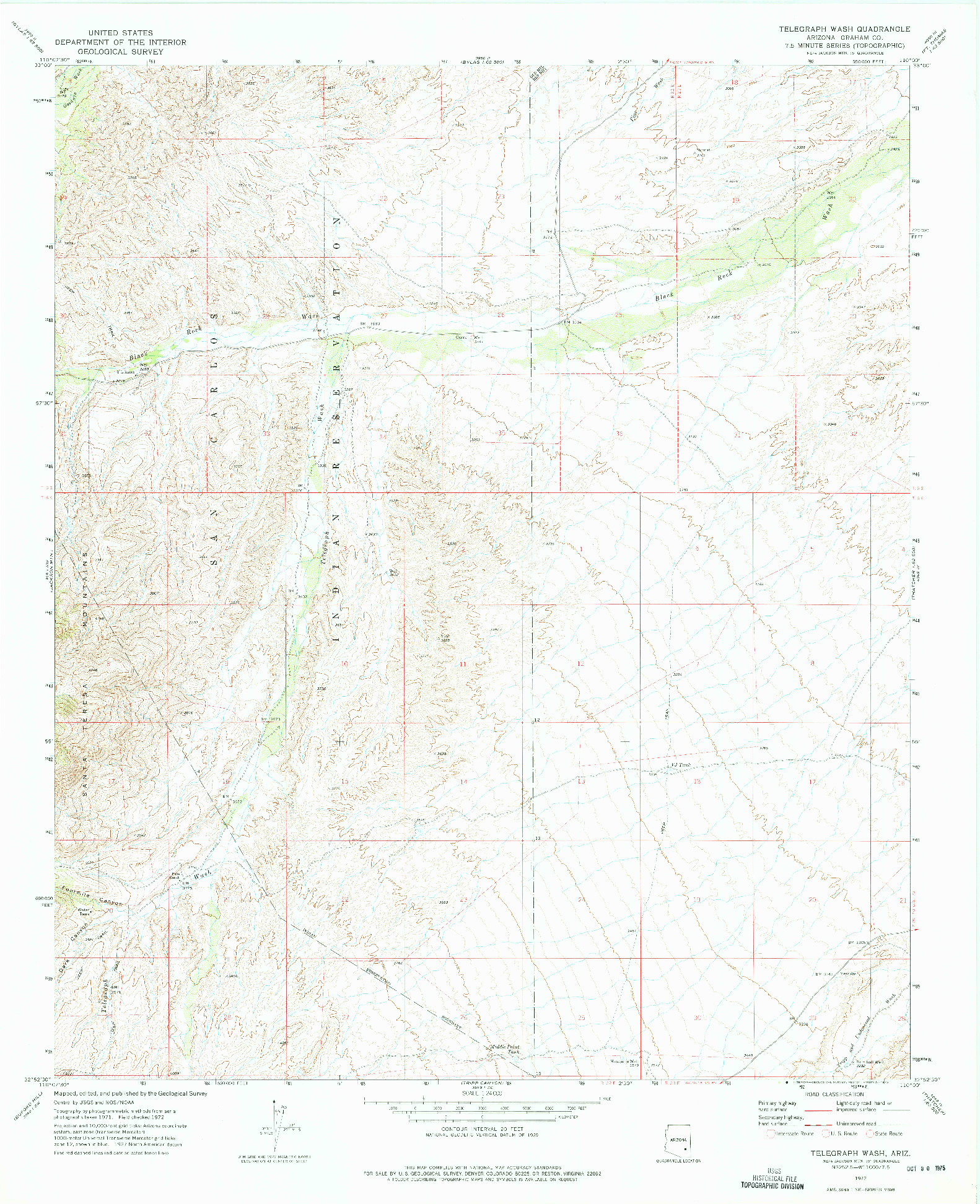USGS 1:24000-SCALE QUADRANGLE FOR TELEGRAPH WASH, AZ 1972