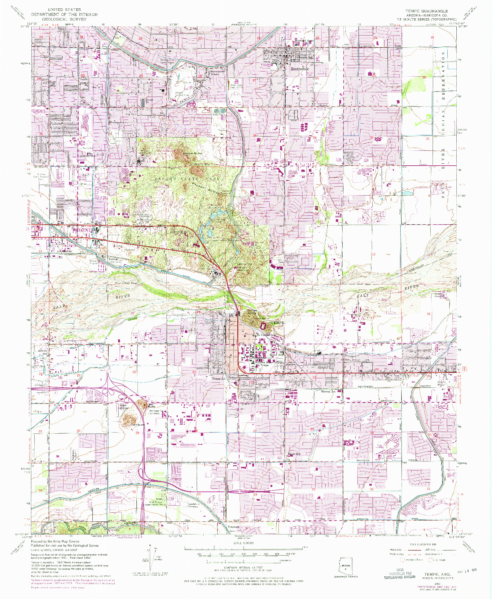 USGS 1:24000-SCALE QUADRANGLE FOR TEMPE, AZ 1952