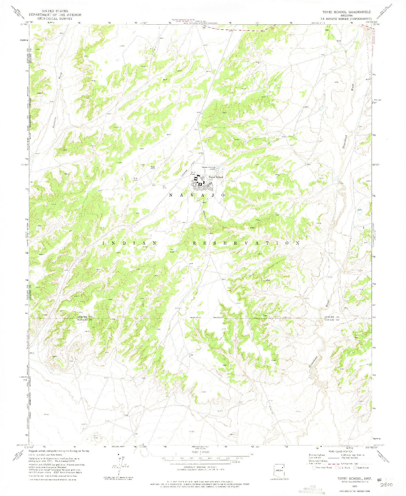 USGS 1:24000-SCALE QUADRANGLE FOR TOYEI SCHOOL, AZ 1972