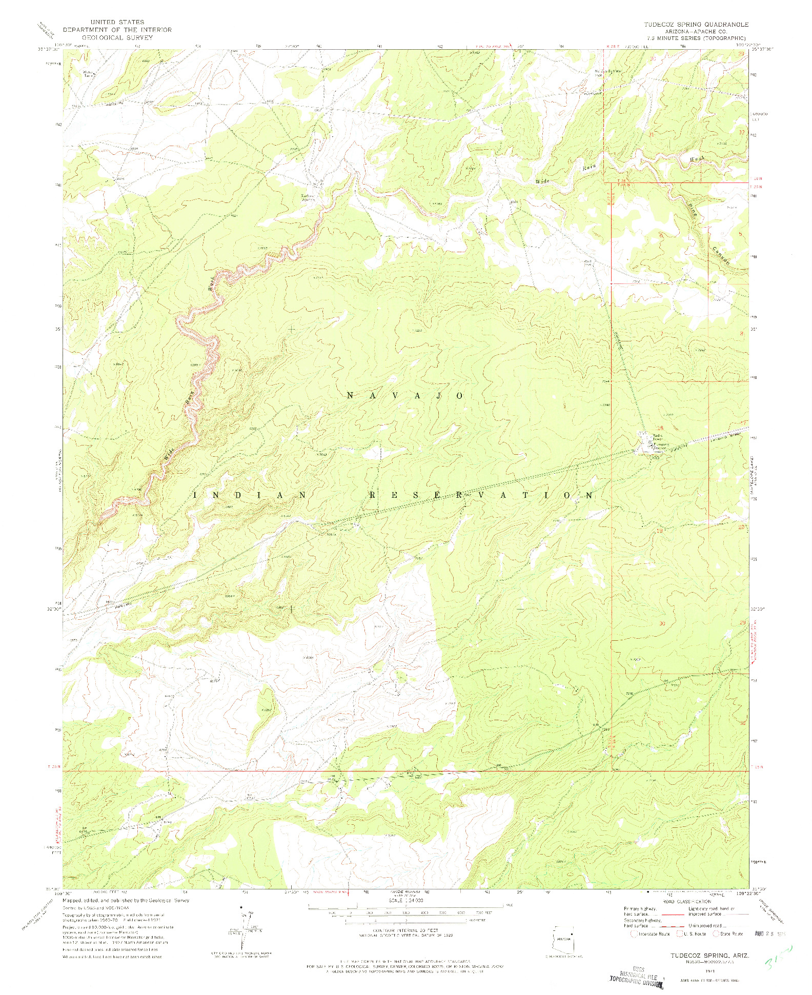 USGS 1:24000-SCALE QUADRANGLE FOR TUDECOZ SPRING, AZ 1971