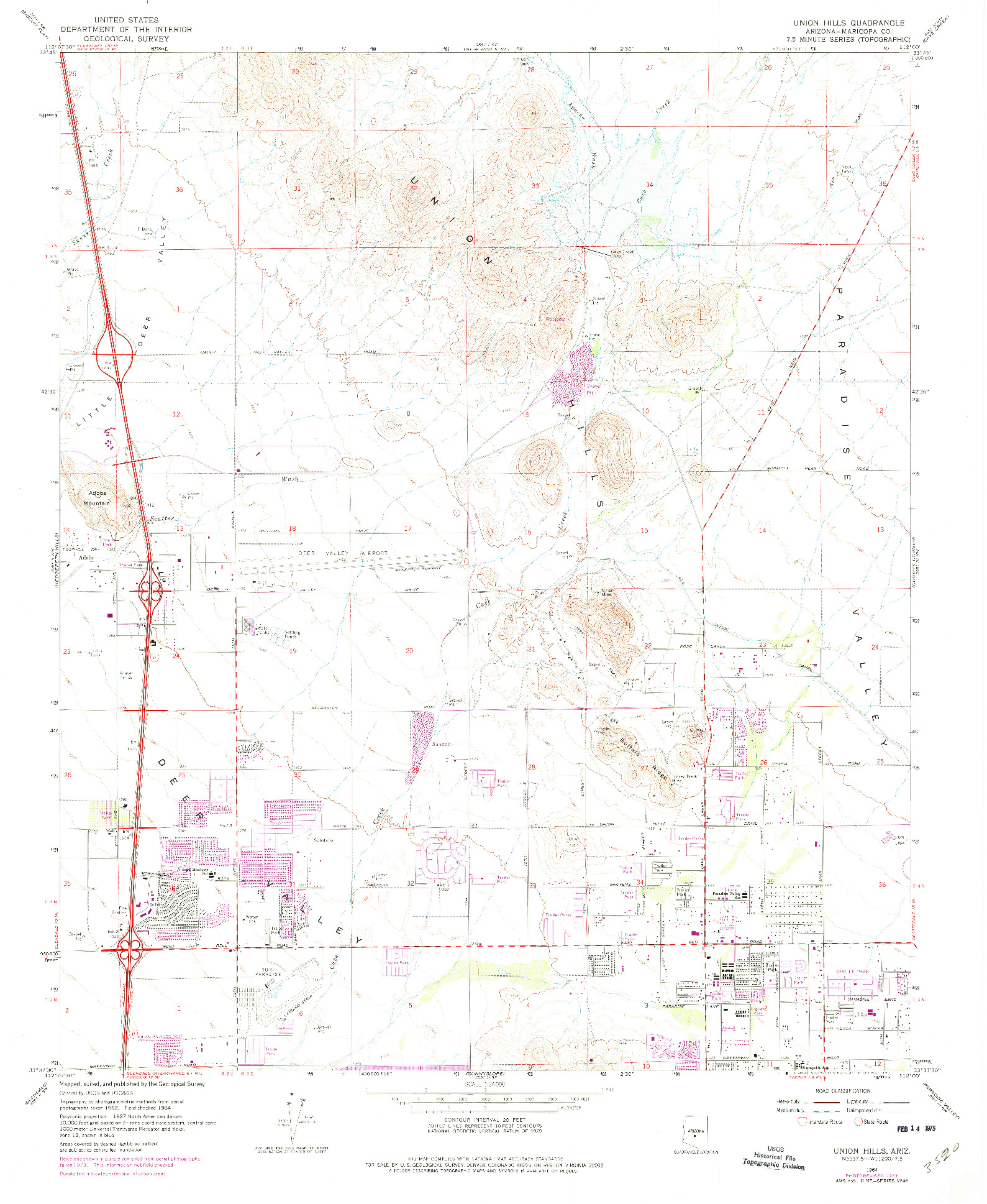 USGS 1:24000-SCALE QUADRANGLE FOR UNION HILLS, AZ 1964